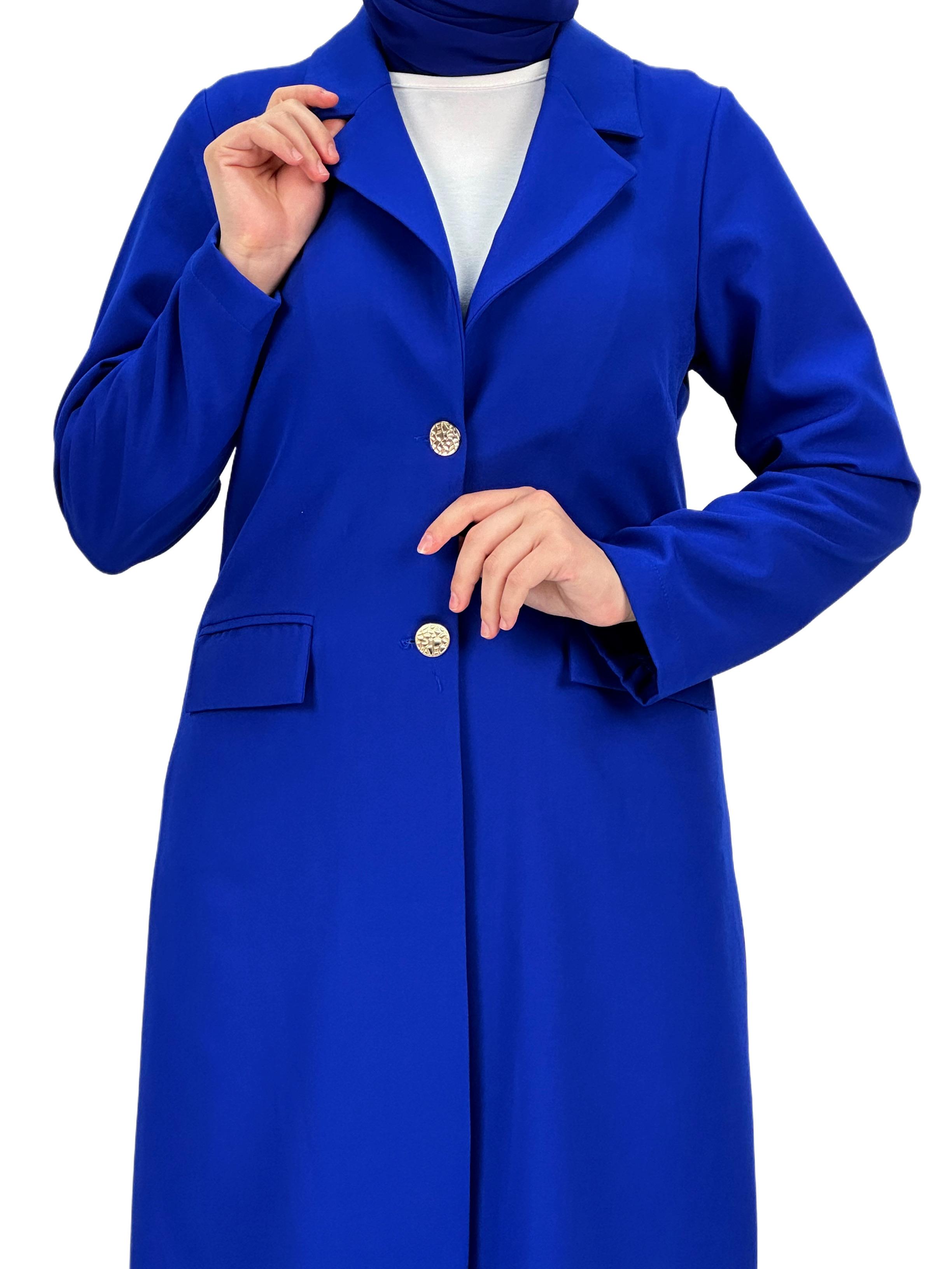 Düğmeli Uzun Blazer Ceket Saks OTW3226