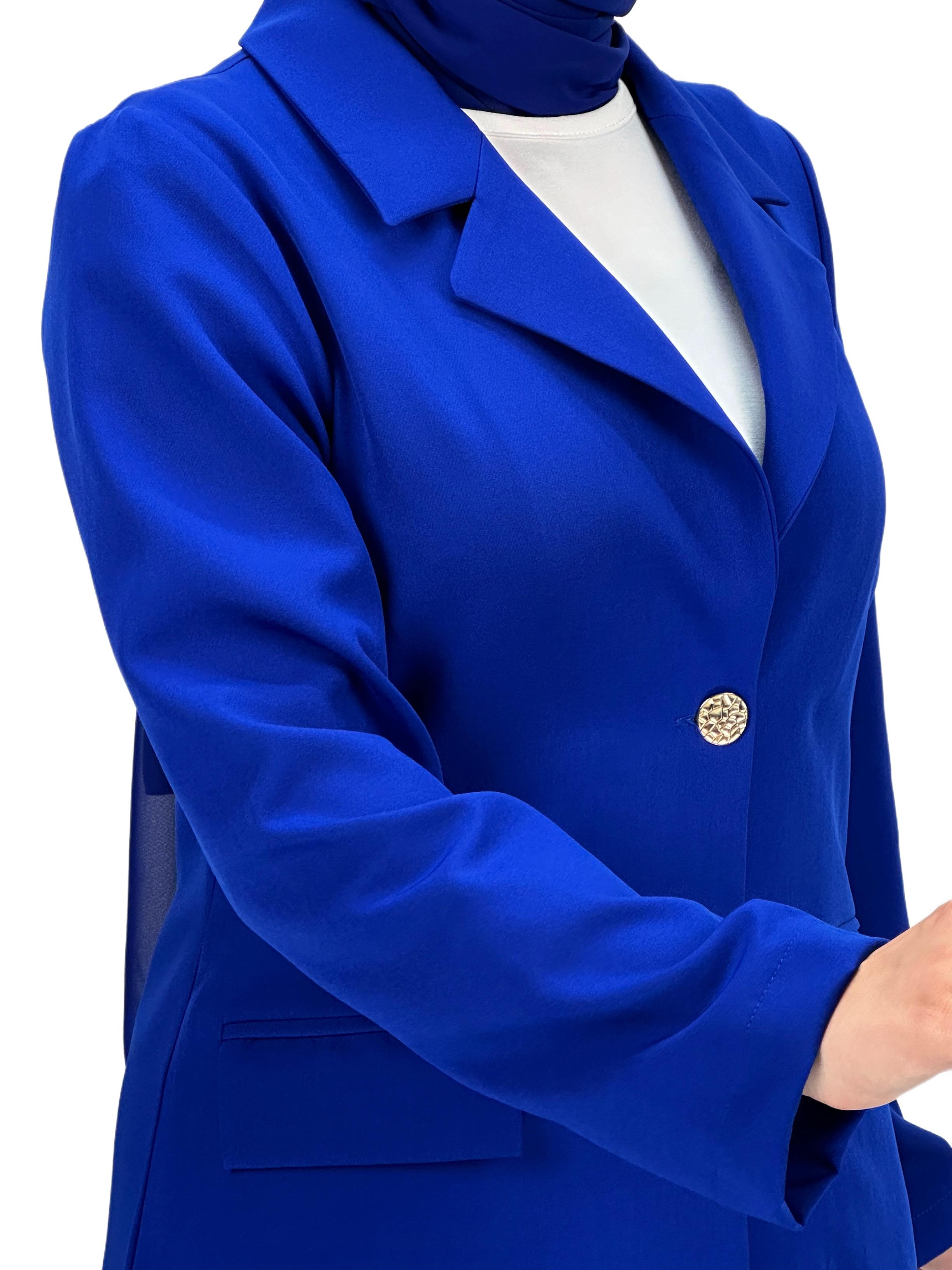 Düğmeli Uzun Blazer Ceket Saks OTW3226