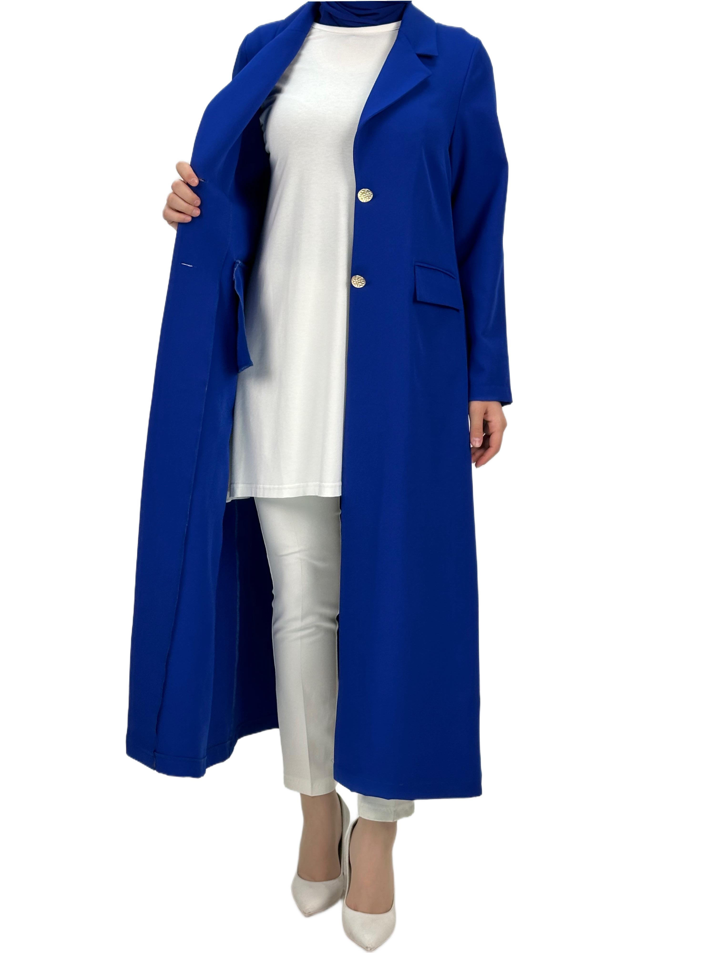 Düğmeli Uzun Blazer Ceket Saks OTW3226