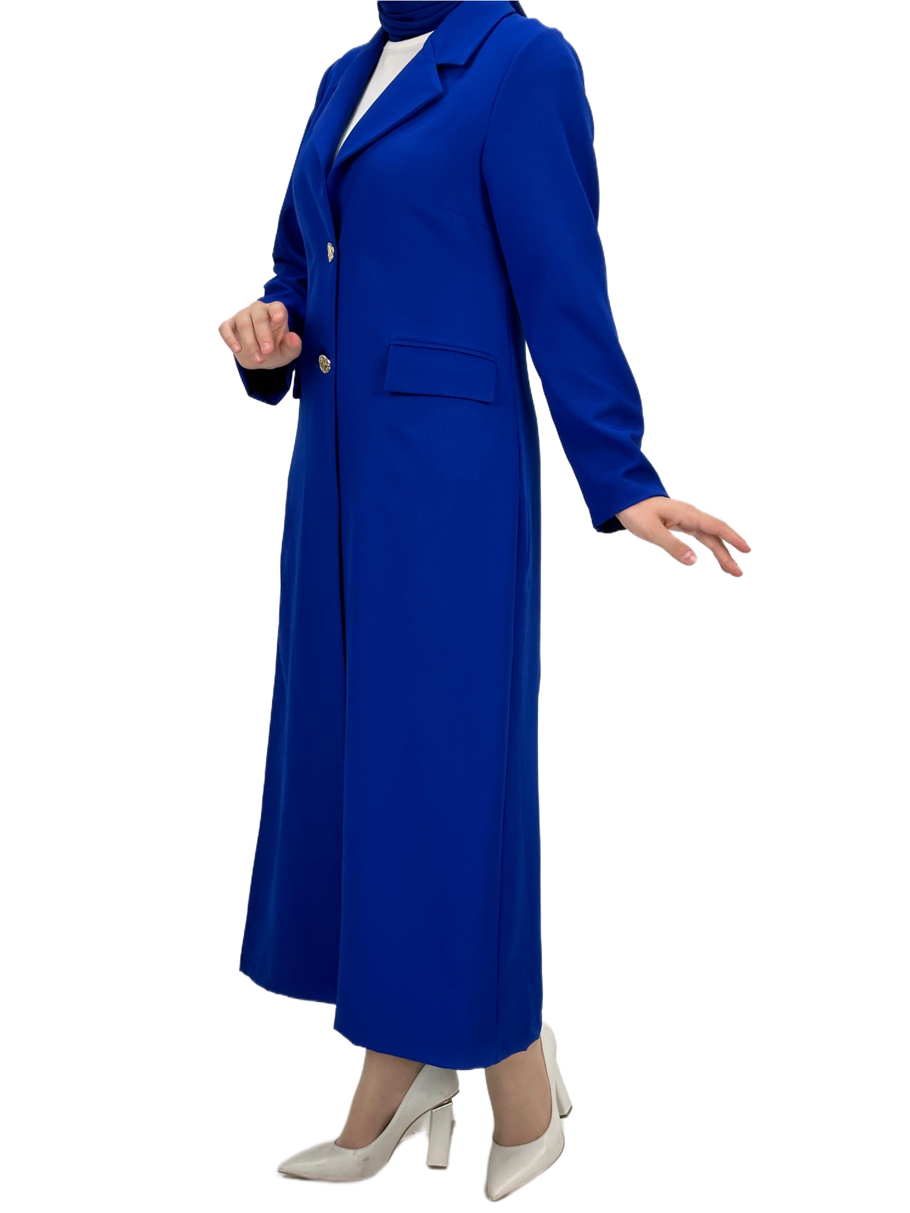 Düğmeli Uzun Blazer Ceket Saks OTW3226