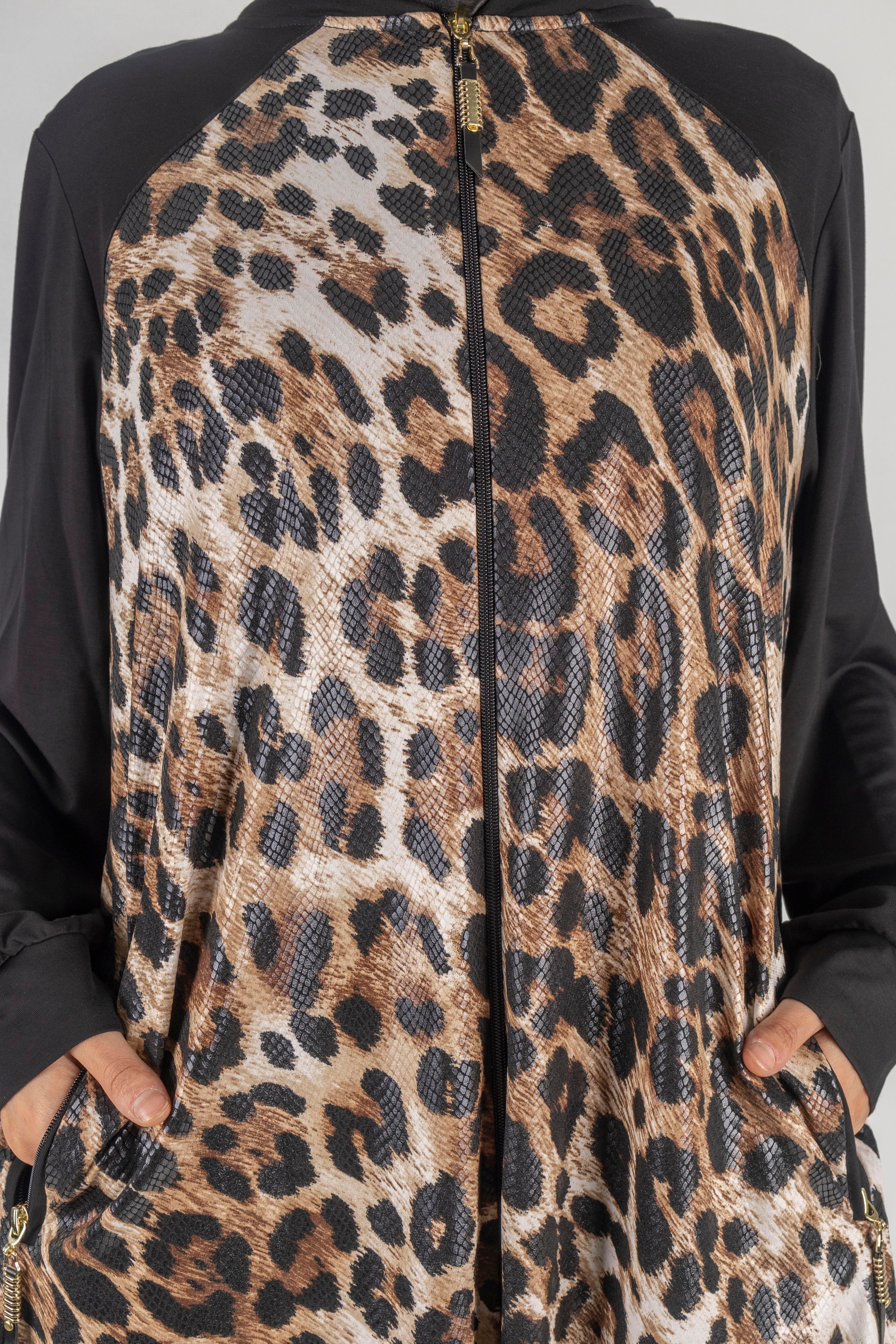 Dule Büyük Beden Leoparlı Kap Siyah OTW589