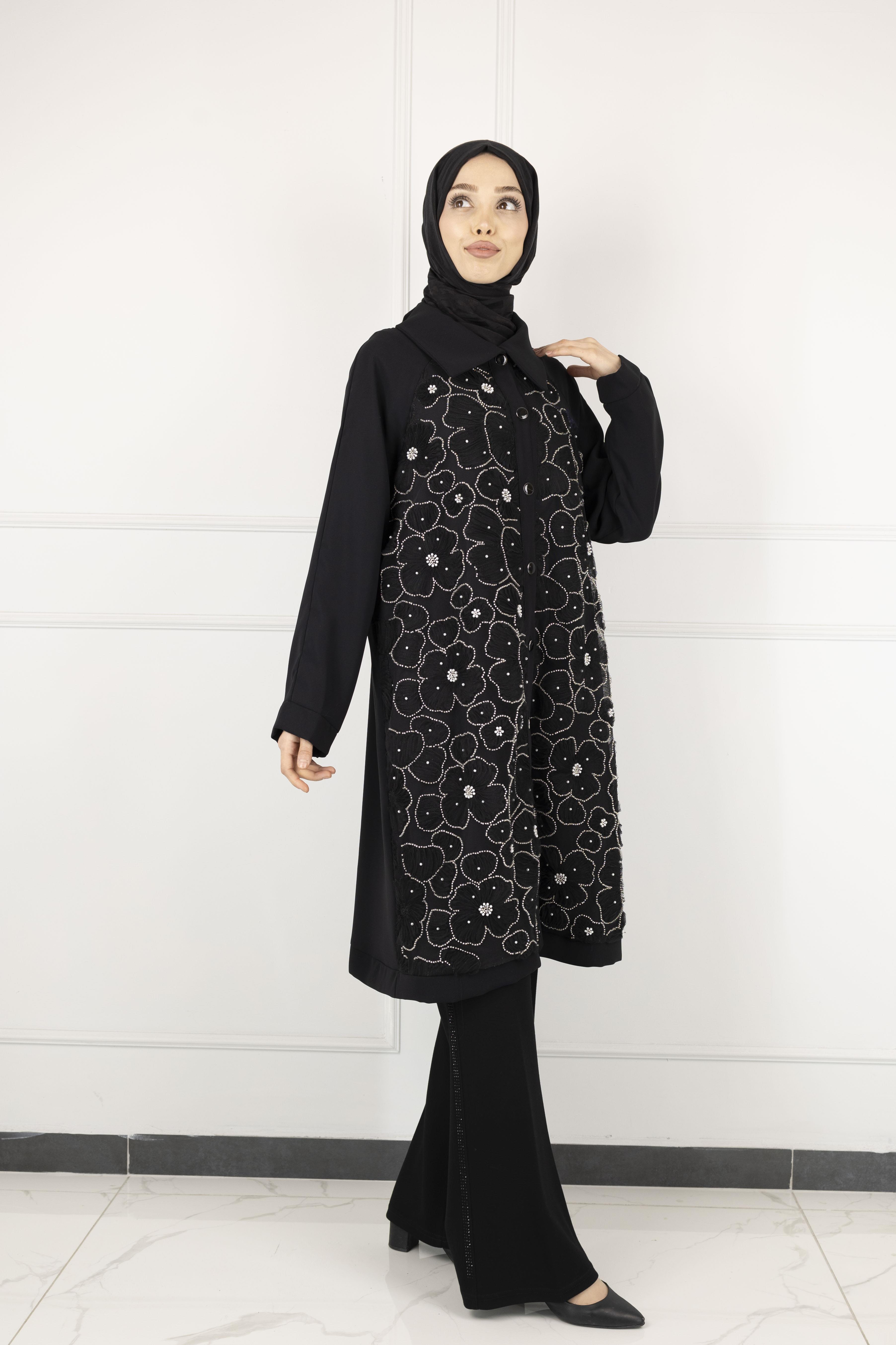 DULE DANTEL DETAYLI KAP Siyah OTW572