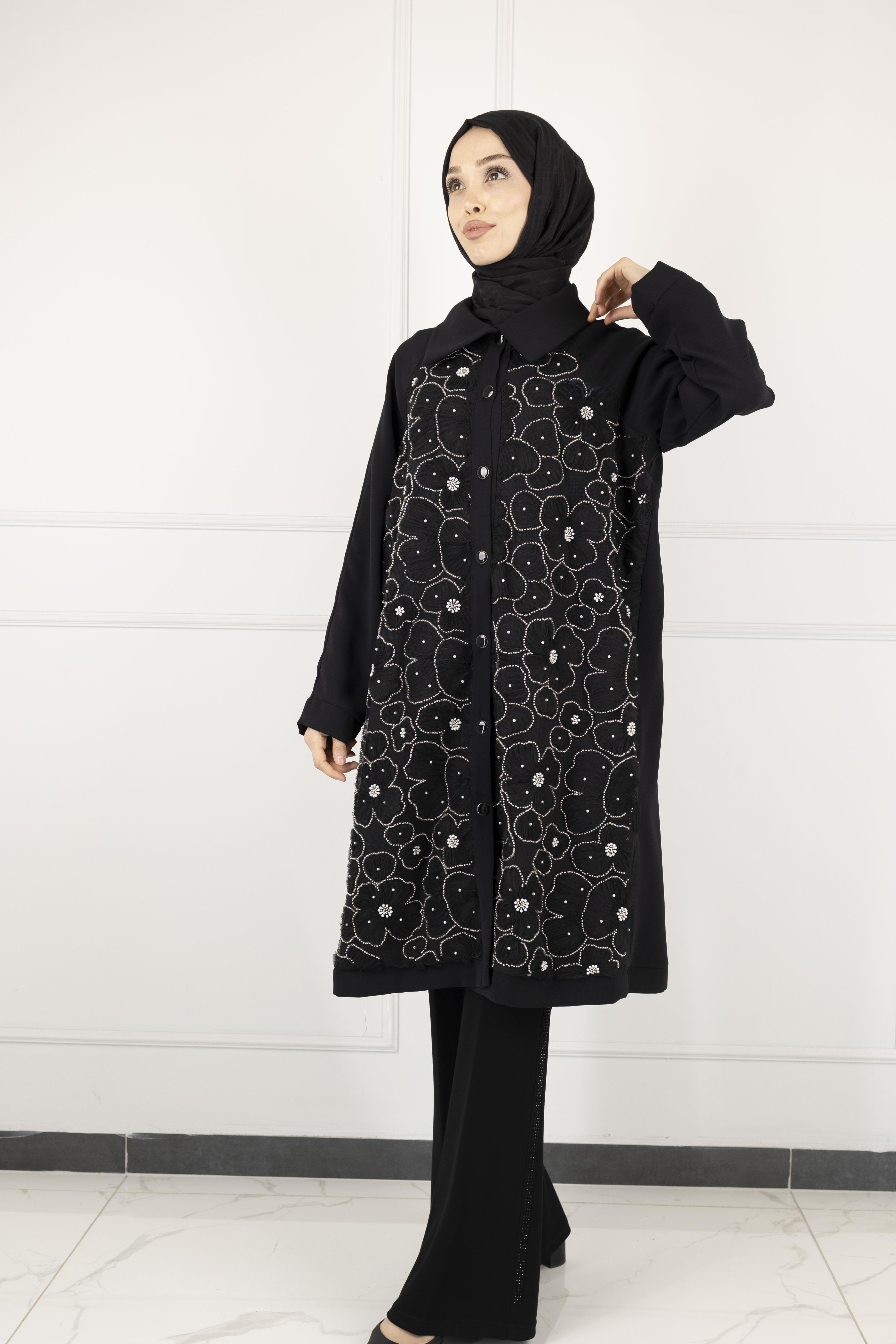 DULE DANTEL DETAYLI KAP Siyah OTW572