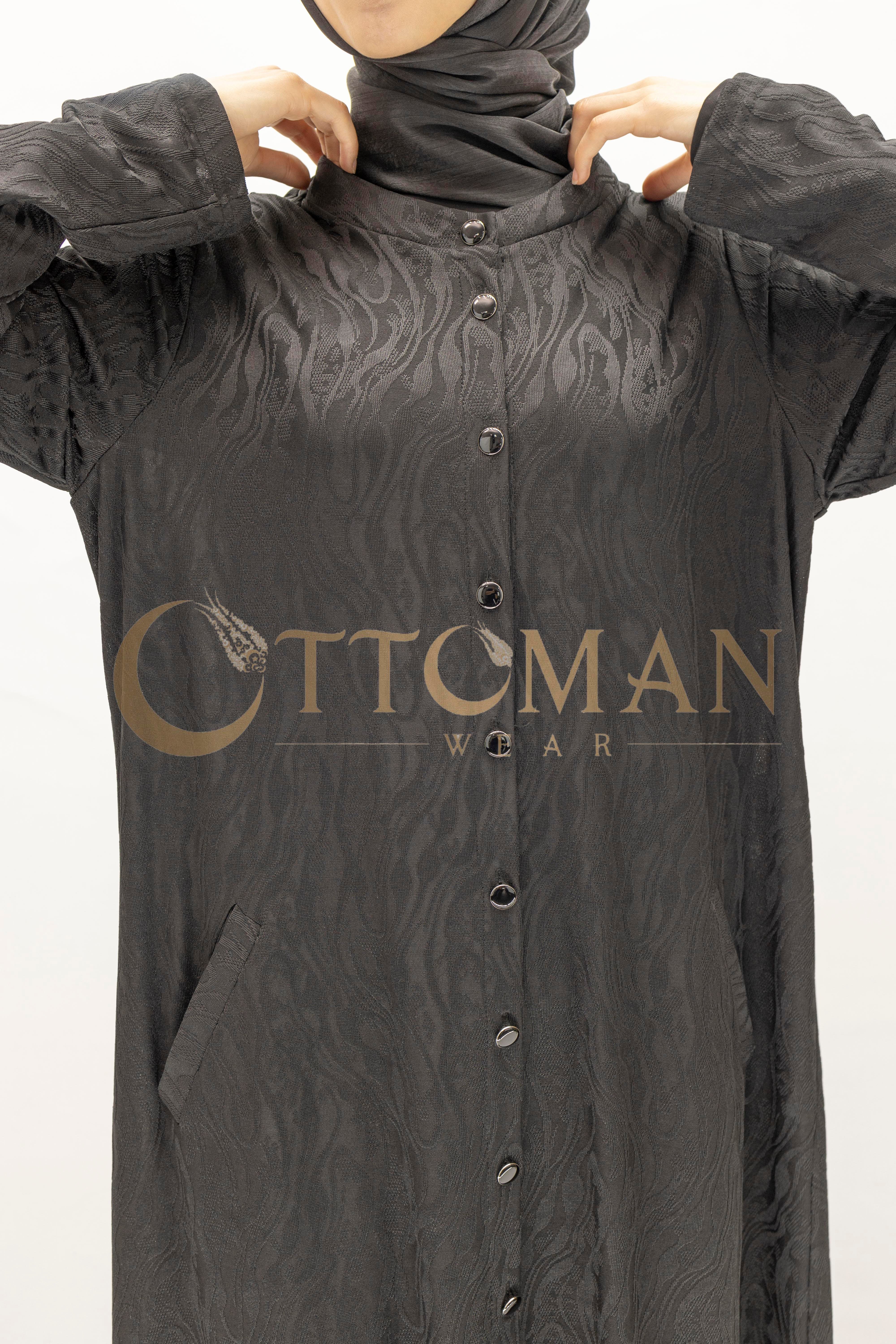 Dule Jakarlı Yazlık Örme Siyah Büyük Beden Düğmeli Kap – Ottoman Wear Siyah OTW711