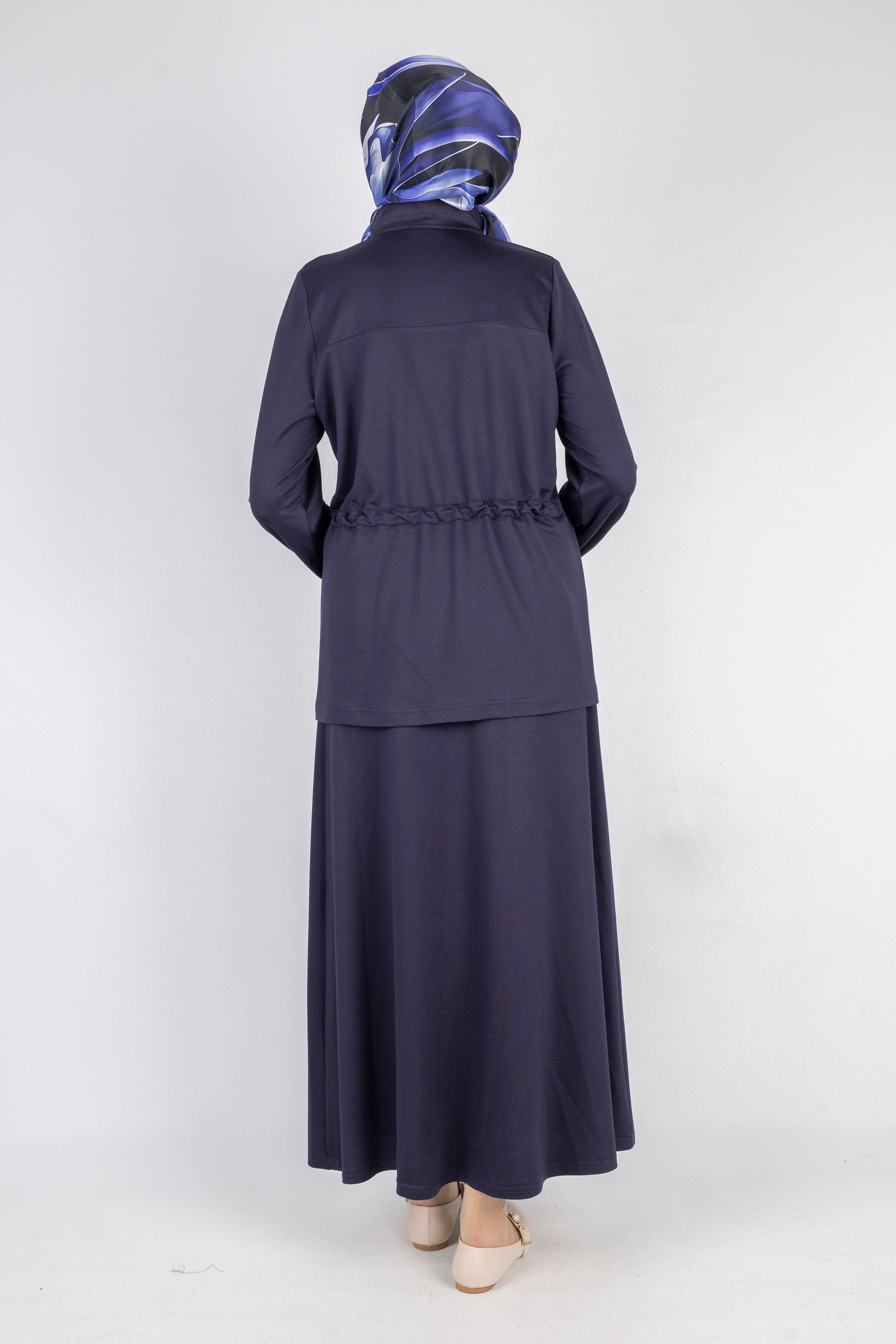 Fermuarlı Beli Bağcıklı Kap Lacivert OTW005