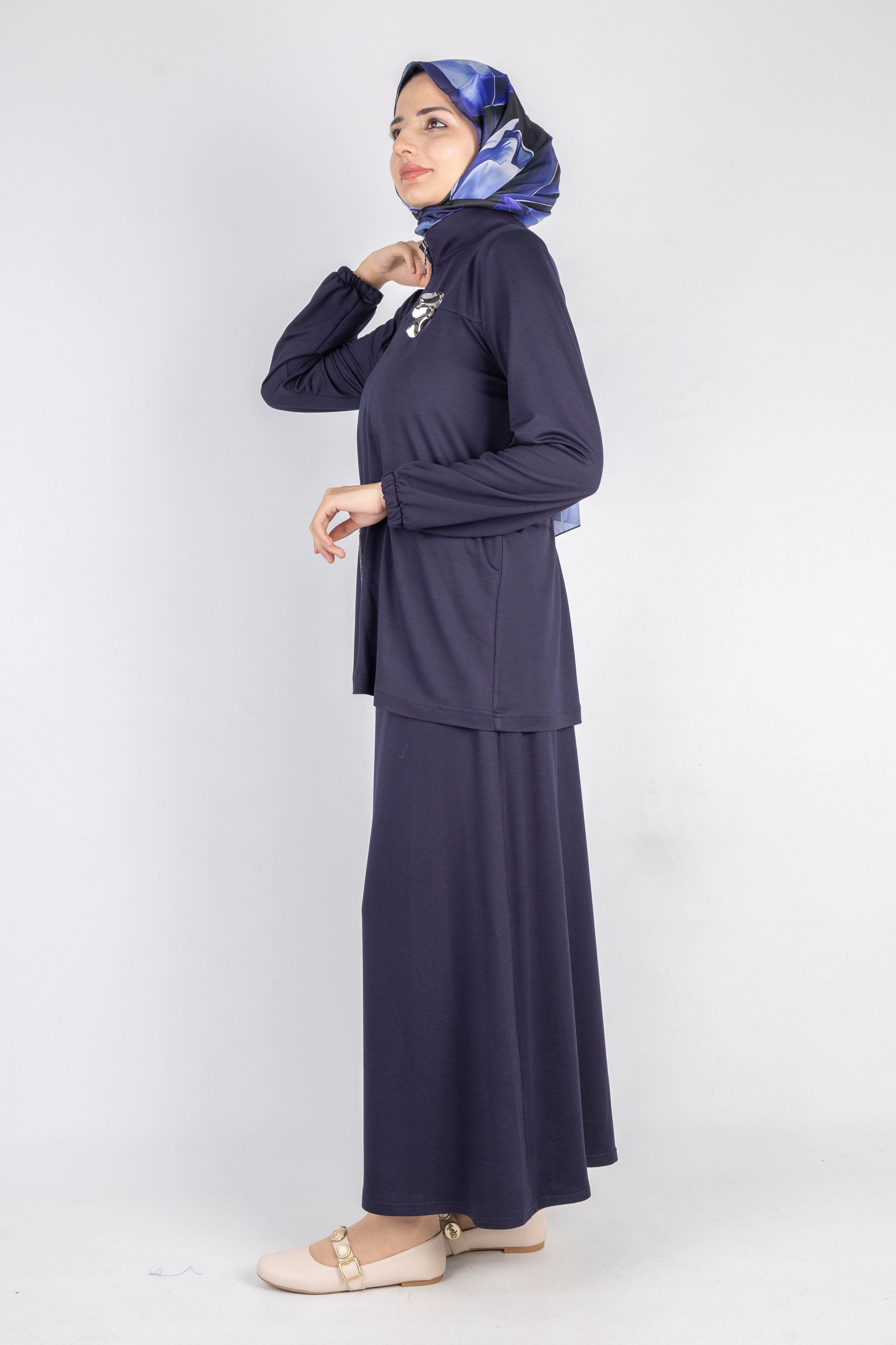 Fermuarlı Beli Bağcıklı Kap Lacivert OTW005