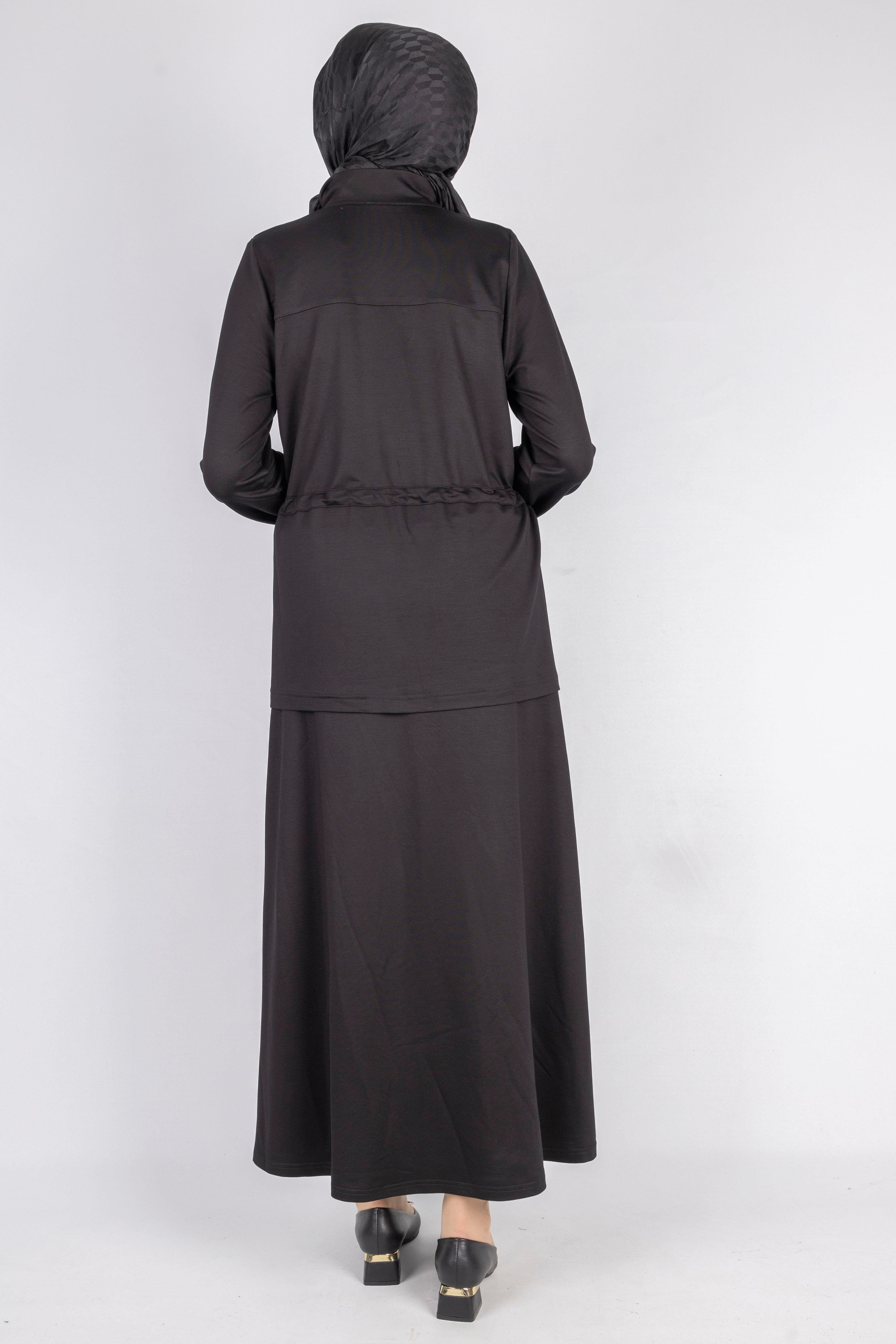 Fermuarlı Beli Bağcıklı Kap Siyah OTW005