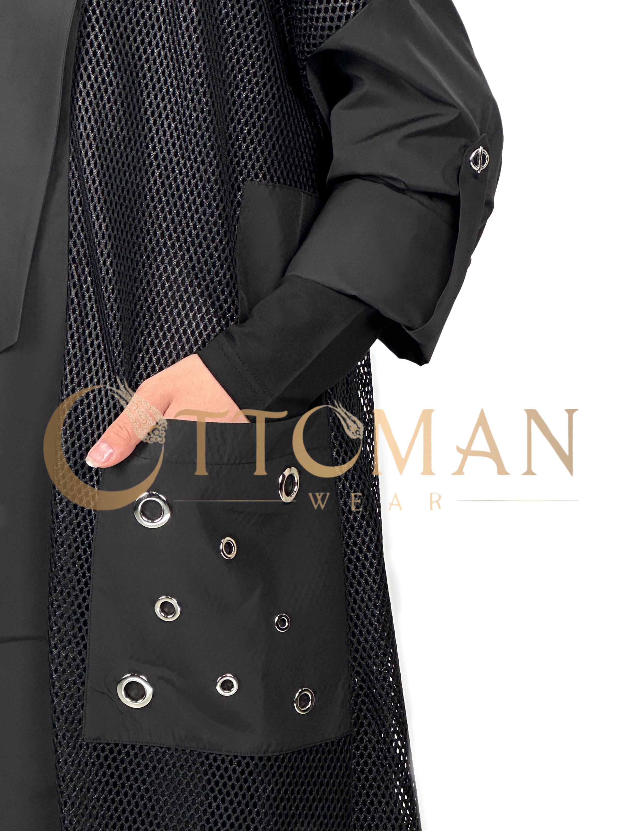 Fileli Kimono Siyah OTW43422
