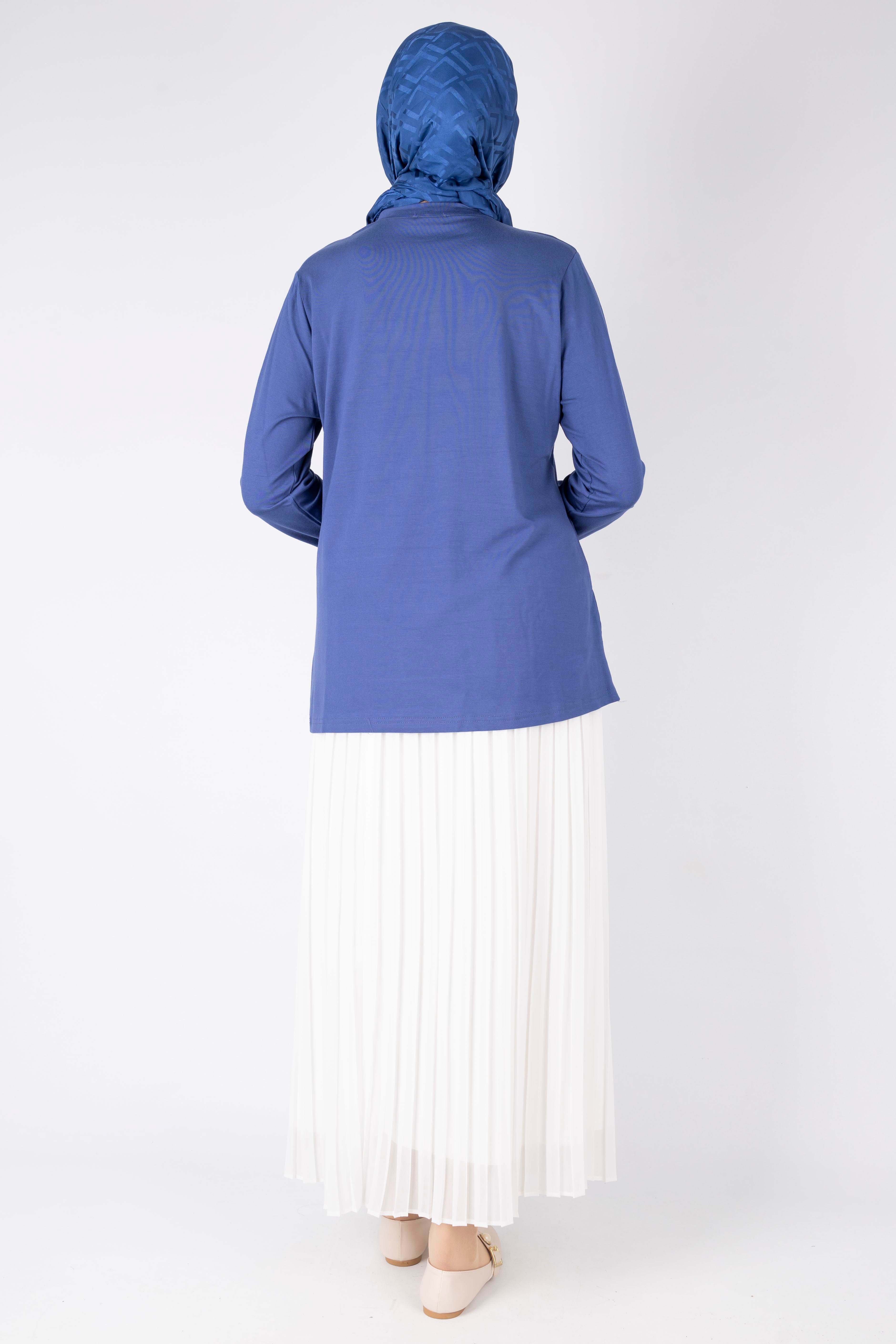 Fiyonklu Penye Tunik İndigo OTW457