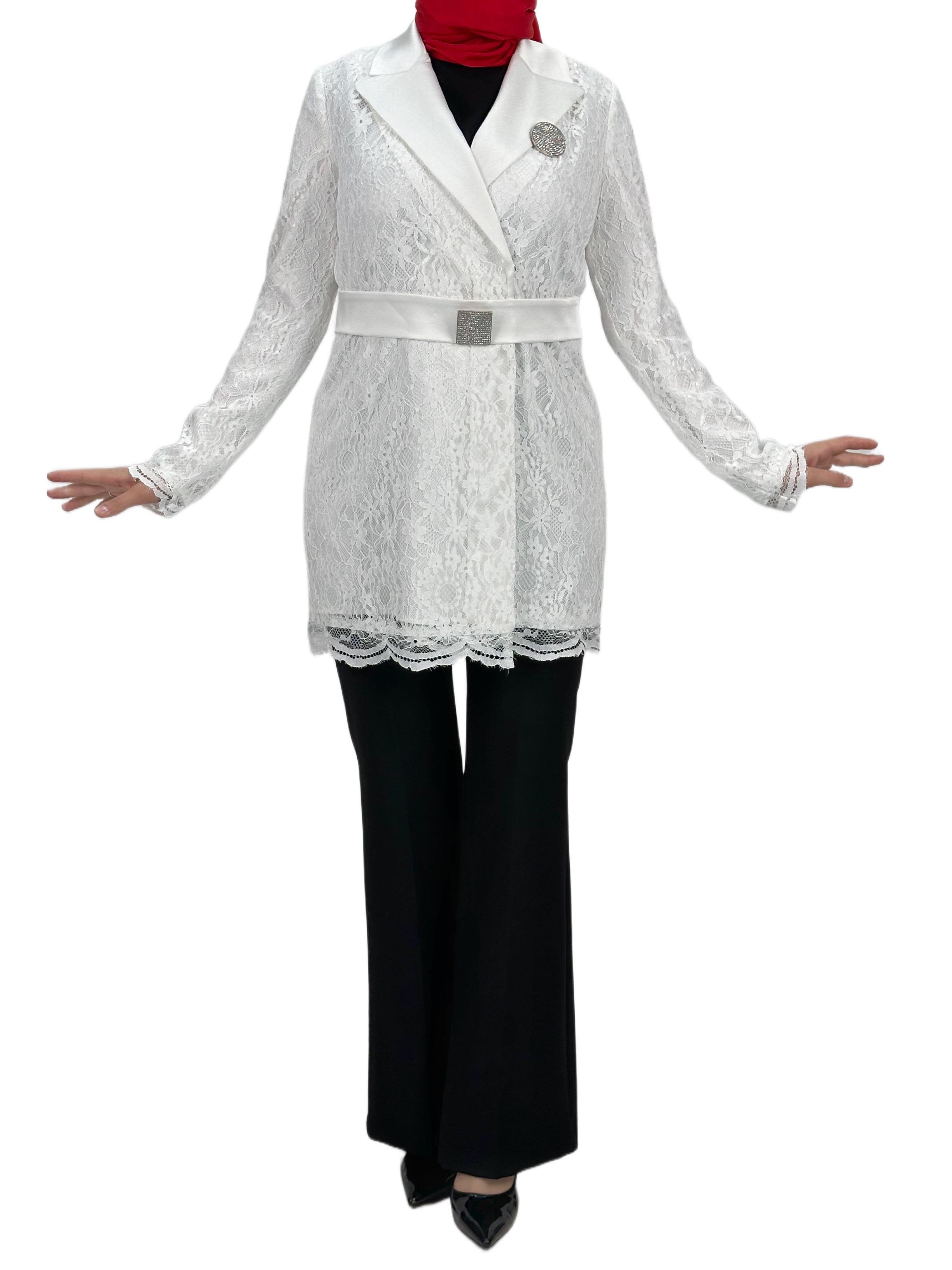 Güpürlü Blazer Ceket Ekru OTW1099