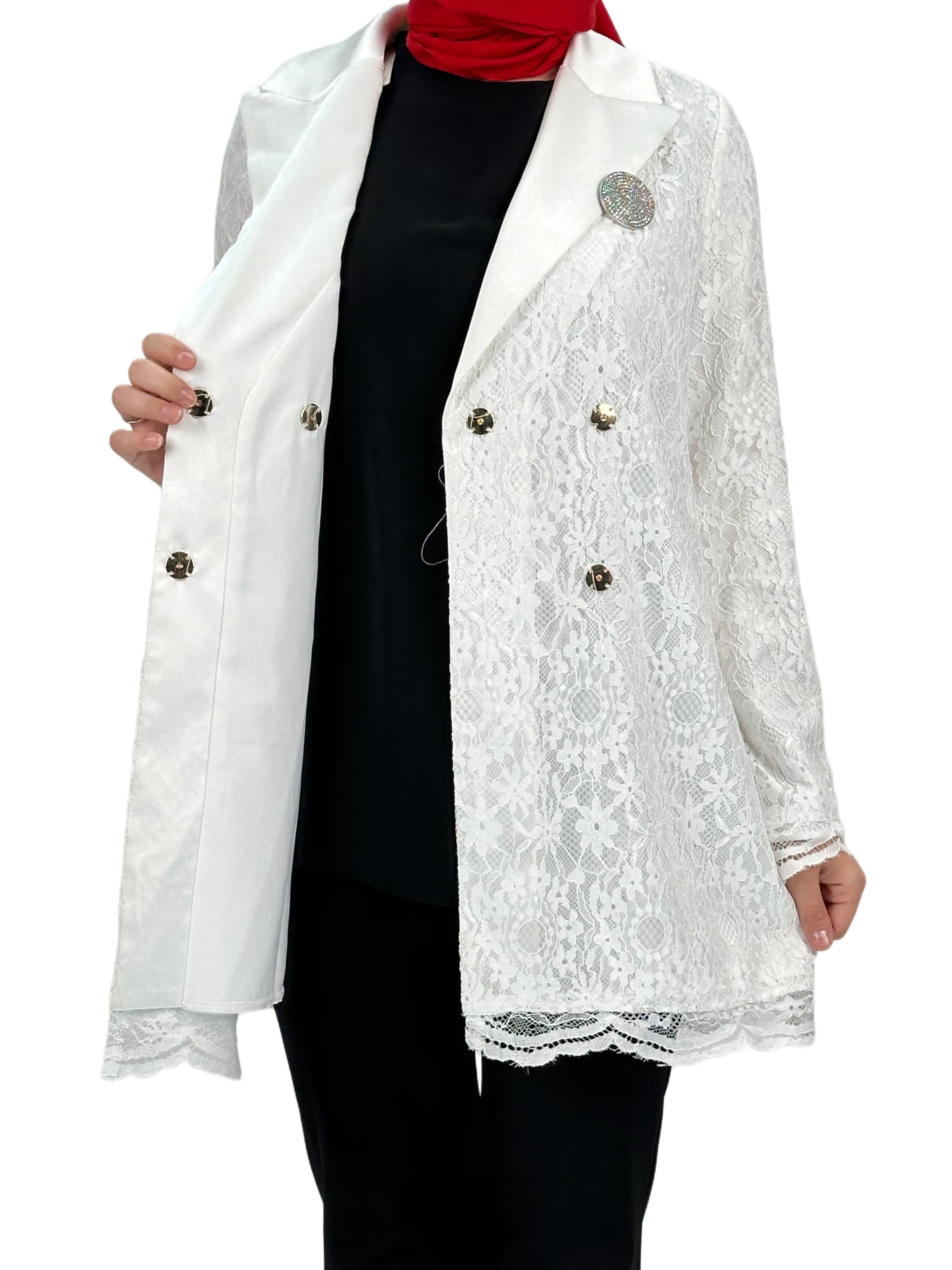 Güpürlü Blazer Ceket Ekru OTW1099