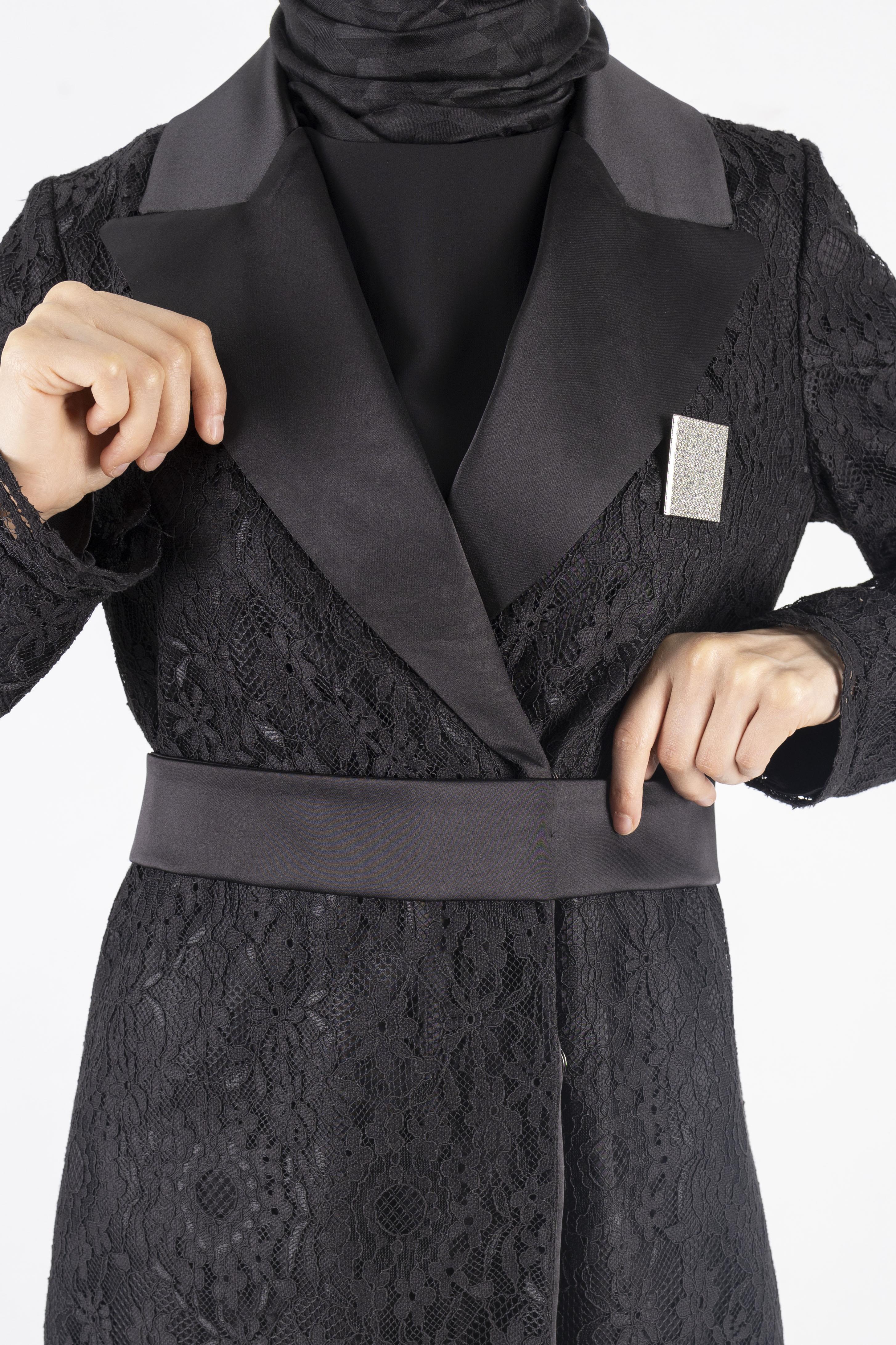 Güpürlü Blazer Ceket Siyah OTW1099