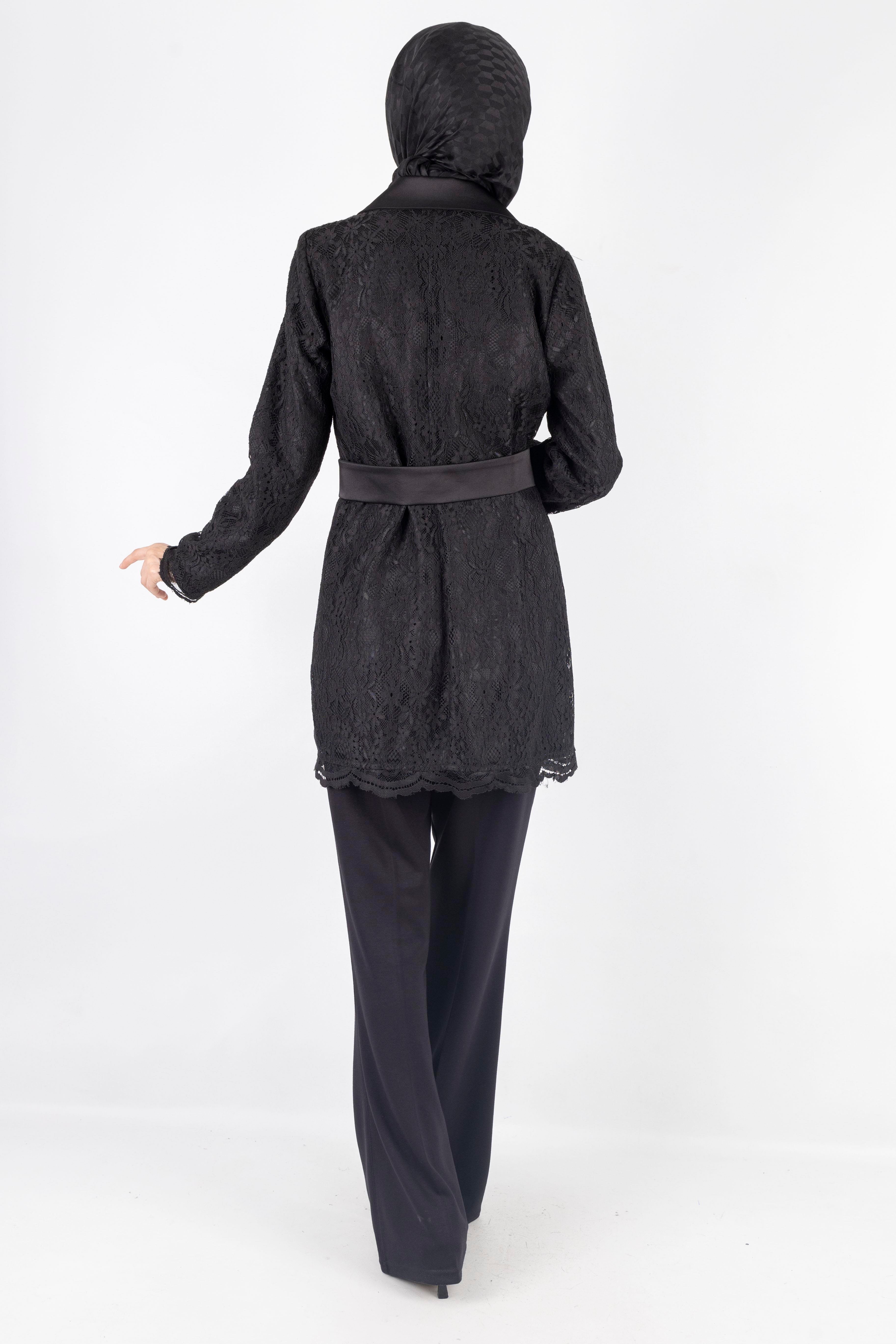 Güpürlü Blazer Ceket Siyah OTW1099