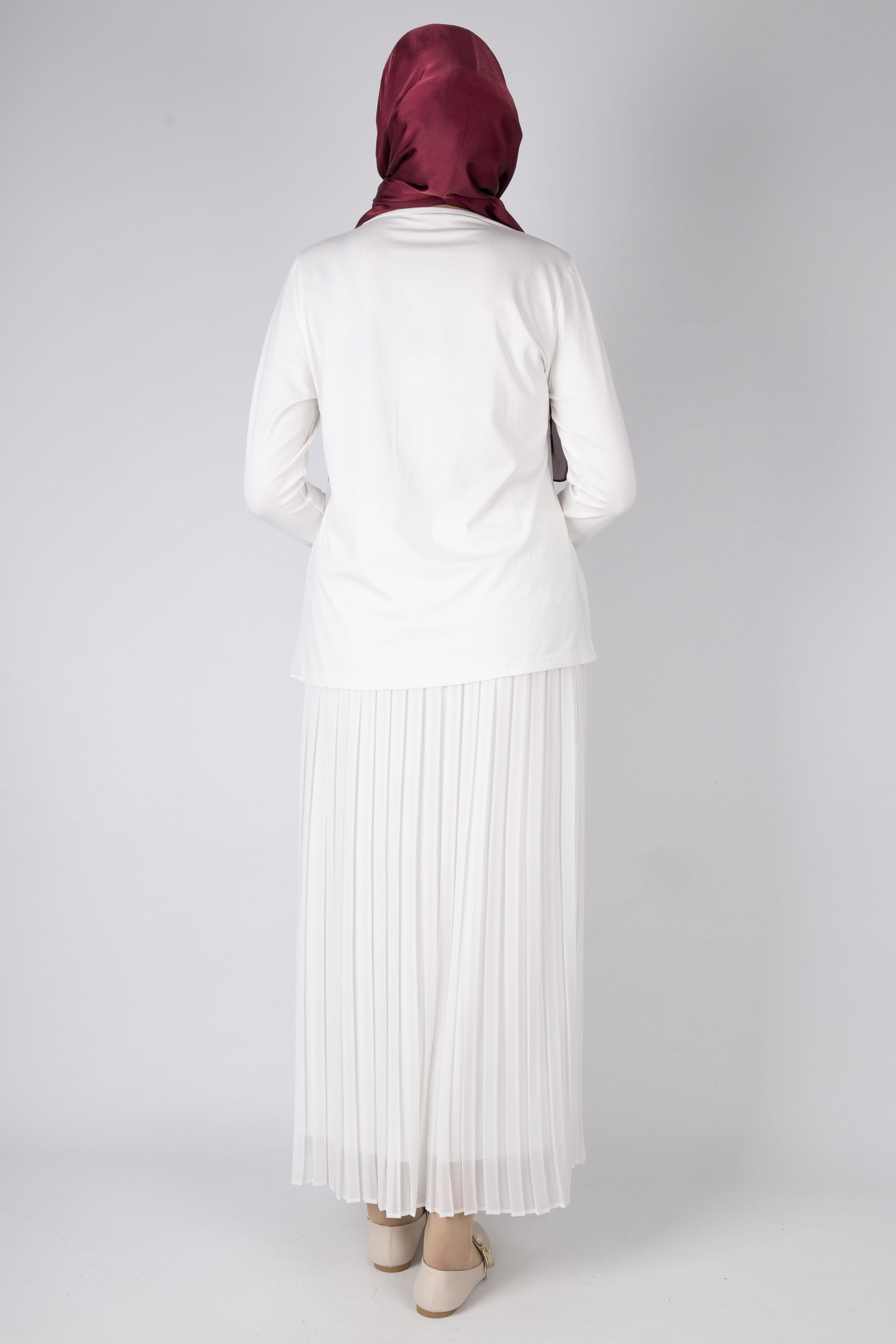 İnci Detaylı Şifon Tunik Ekru OTW577