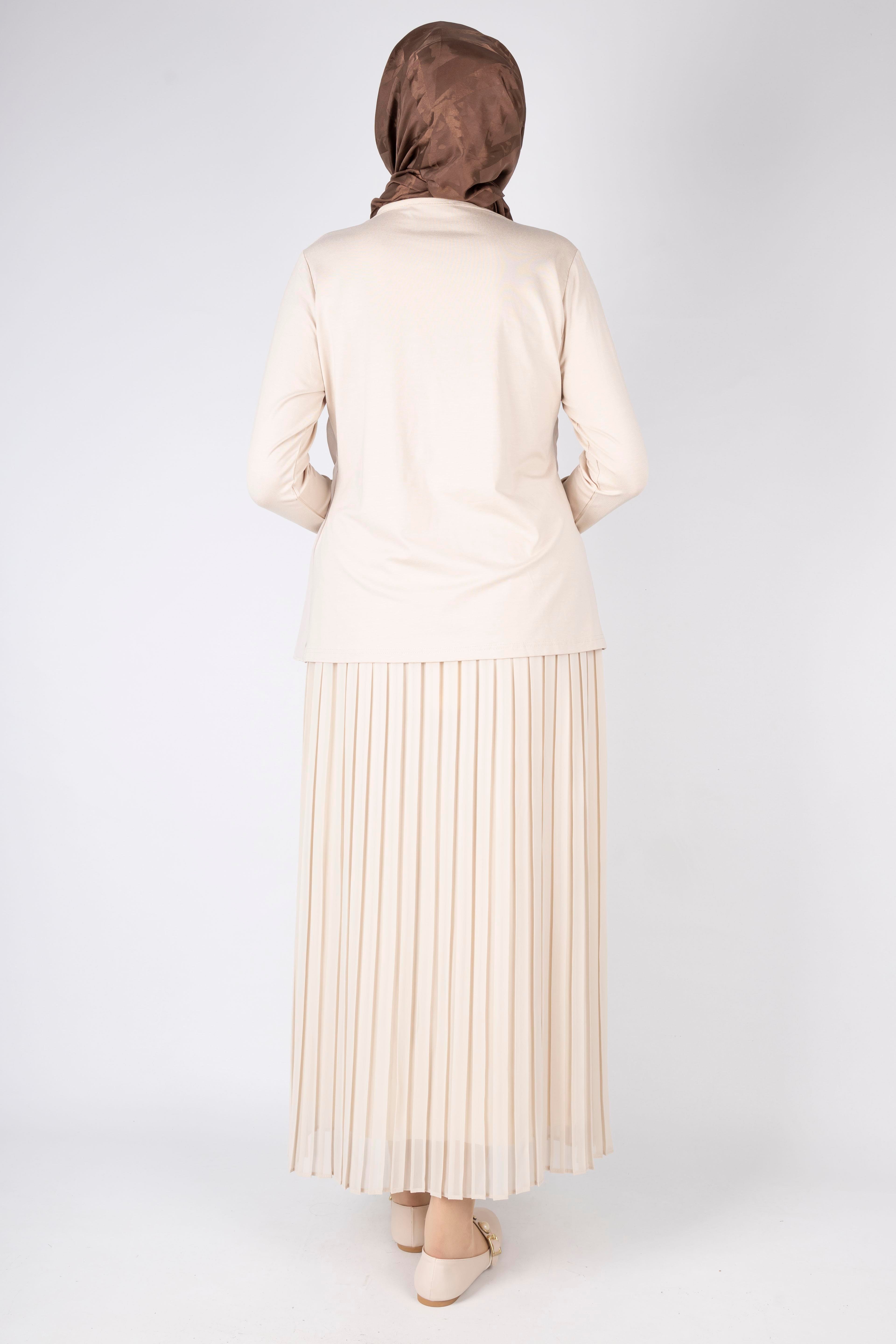 İnci Detaylı Şifon Tunik Krem OTW577