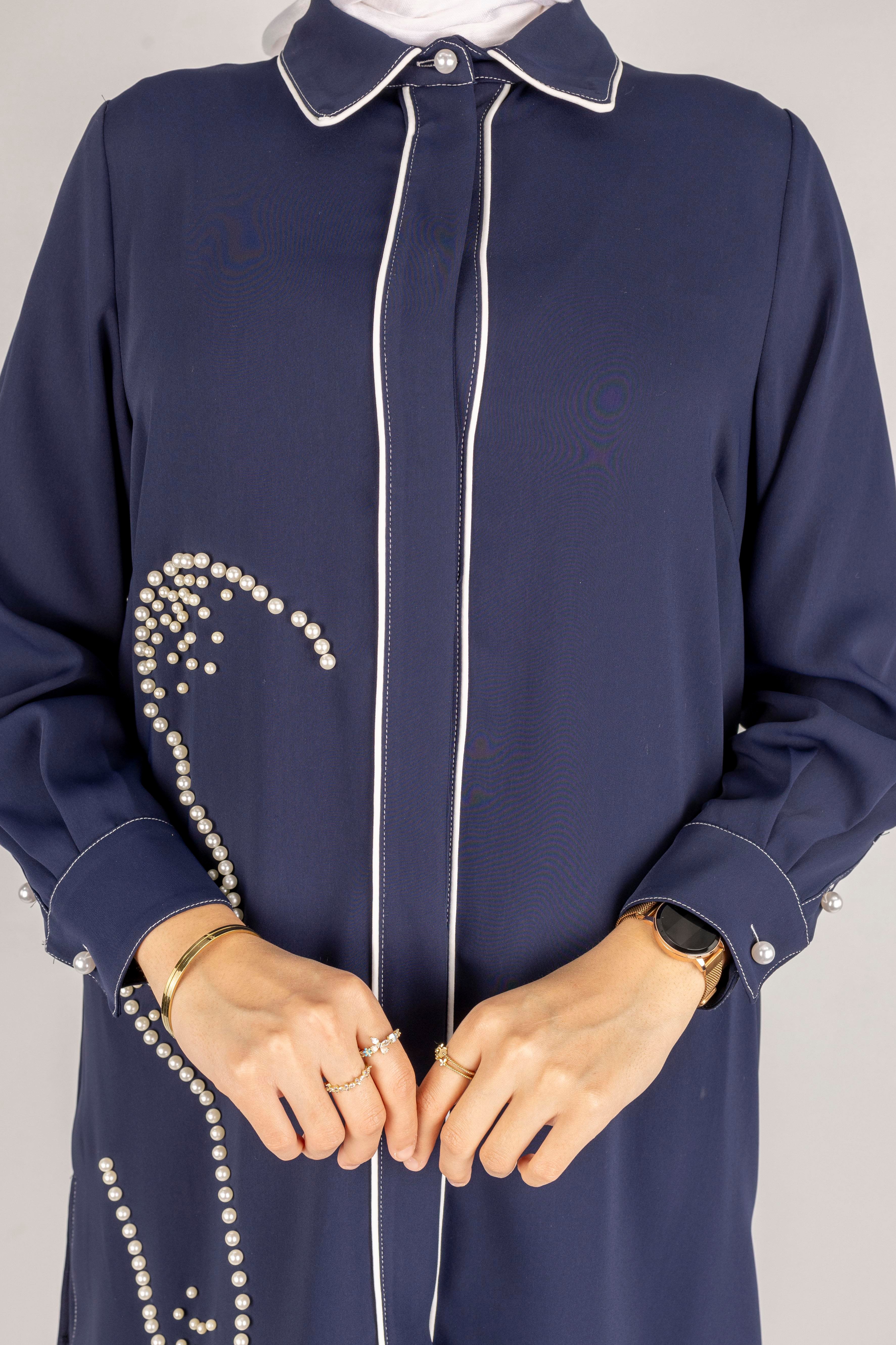 İnci Detaylı Tesettür Takım Lacivert OTW1129