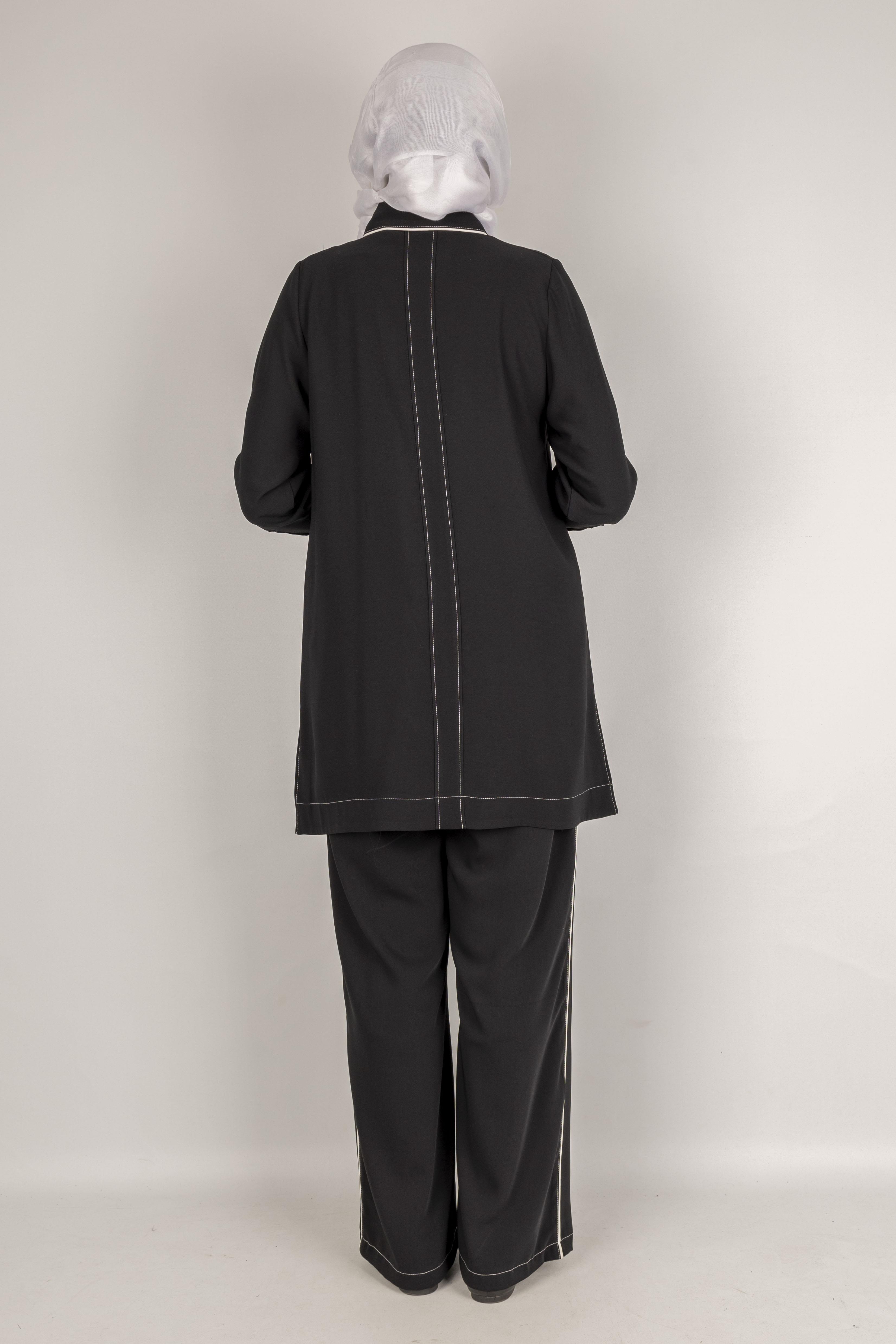 İnci Detaylı Tesettür Takım Siyah OTW1129