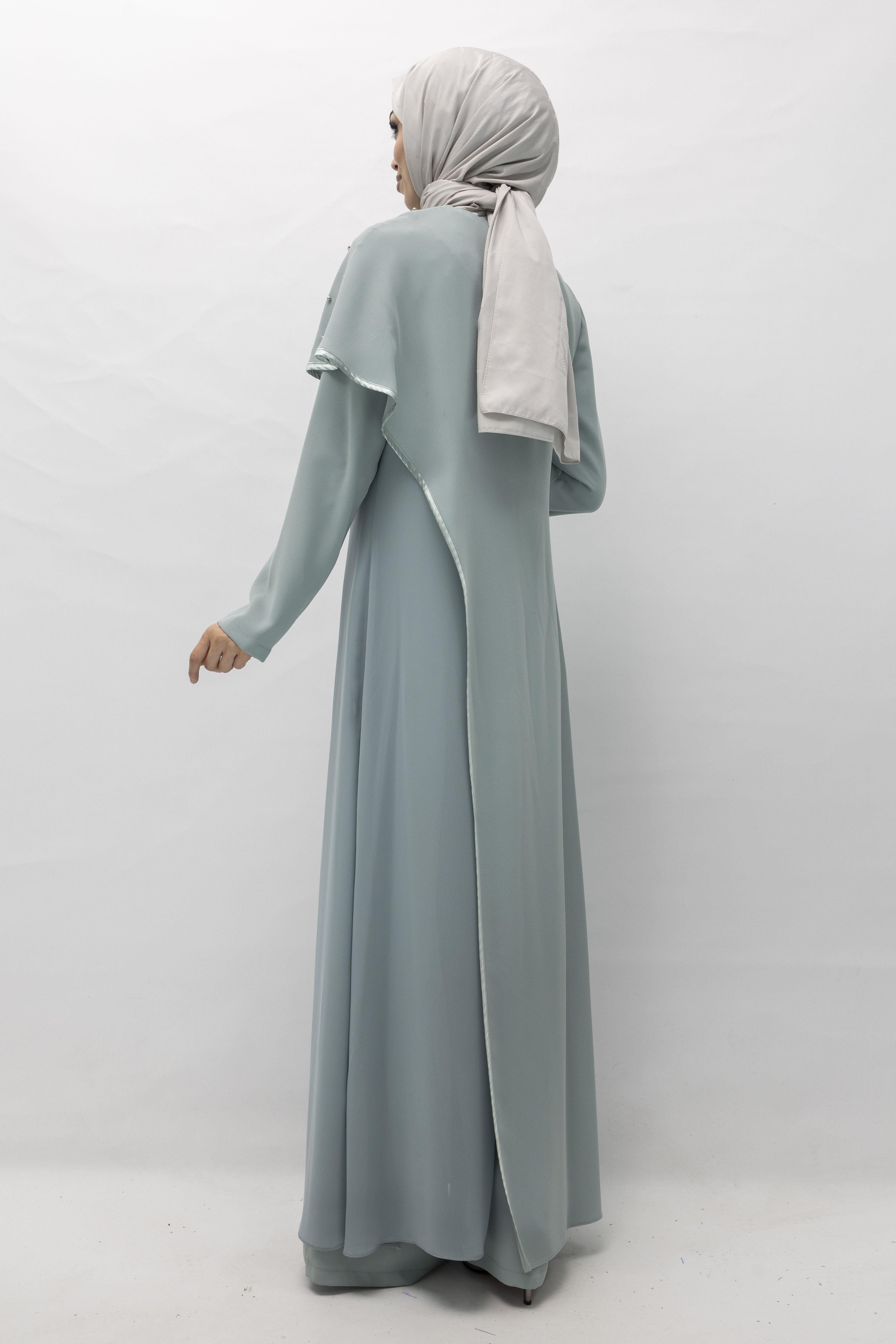 İncili İkili Pelerinli Tulum Takım Mint OTW38942