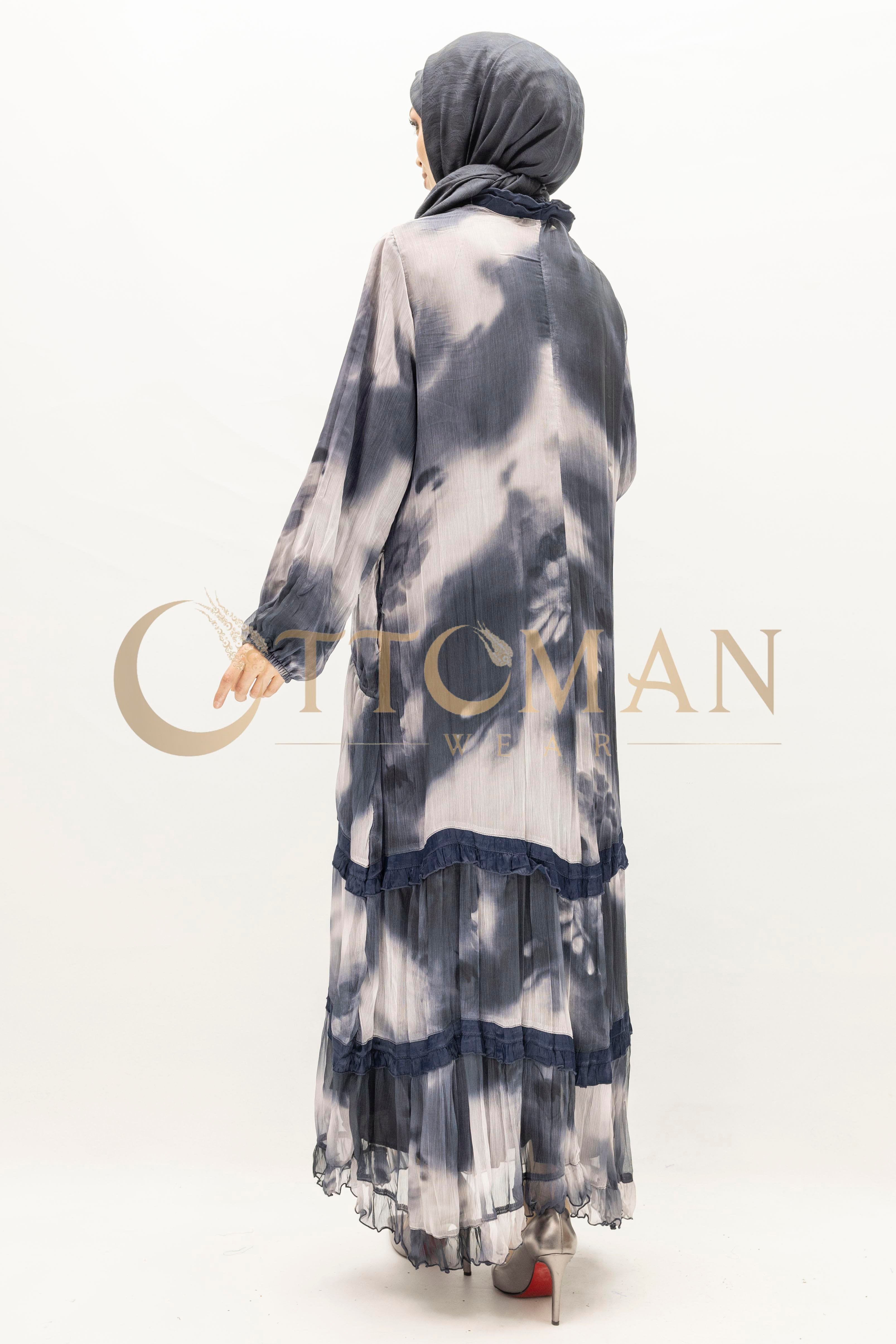 İpek Viskon Karışımlı Büyük Beden Yazlık Astarlı Elbise Siyah OTW5944