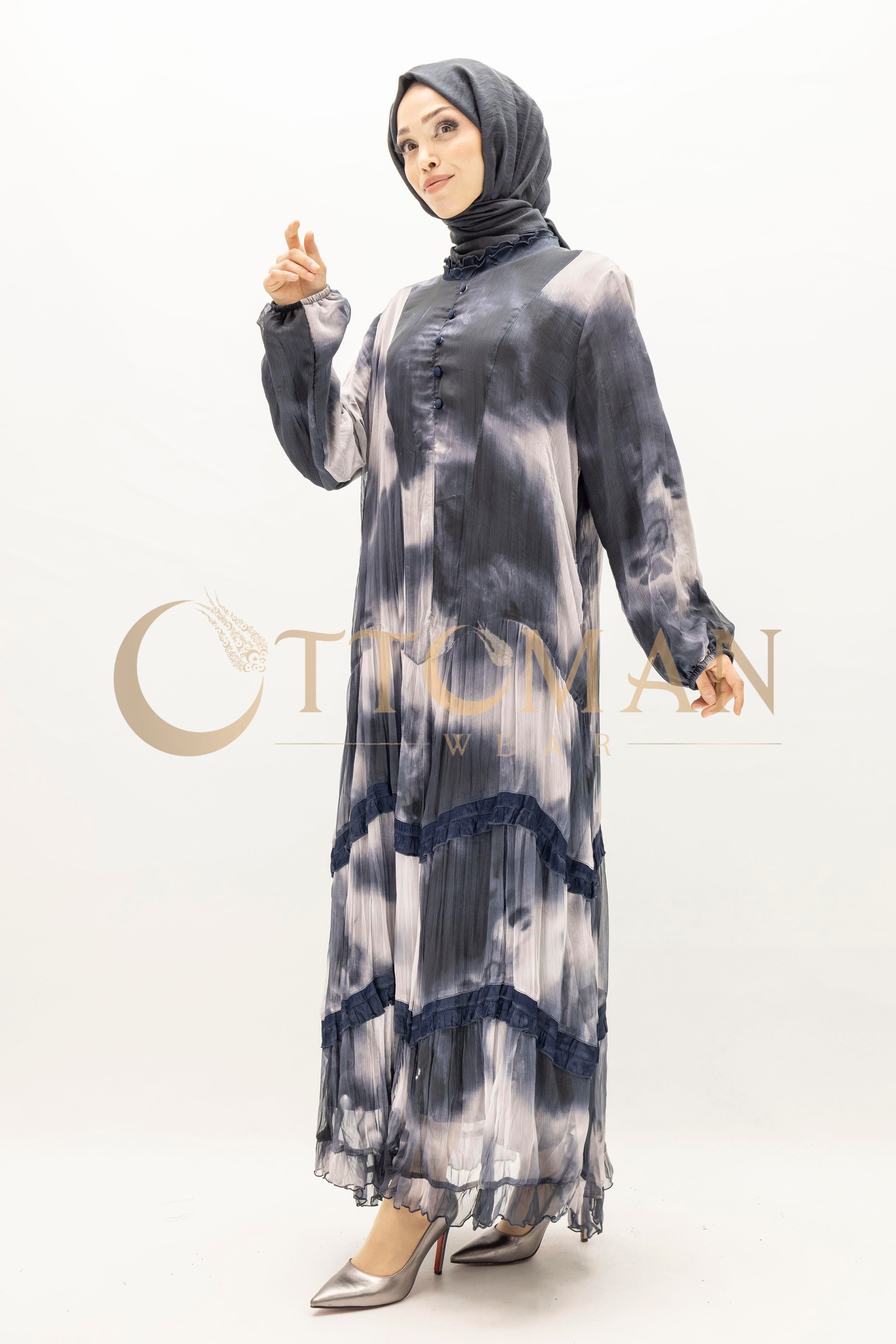 İpek Viskon Karışımlı Büyük Beden Yazlık Astarlı Elbise Siyah OTW5944