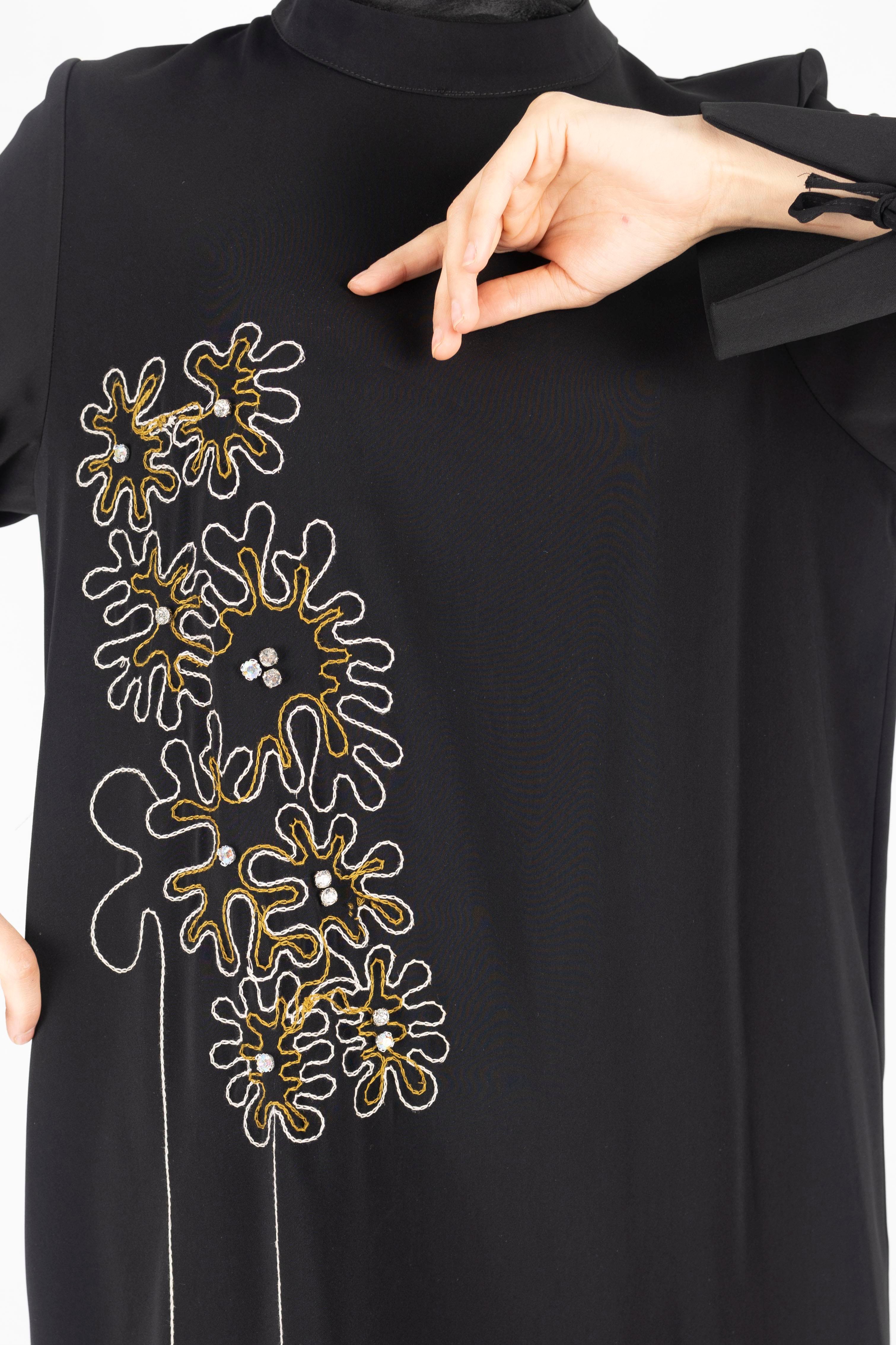 İşlemeli Pantolonlu Takım Siyah OTW1006