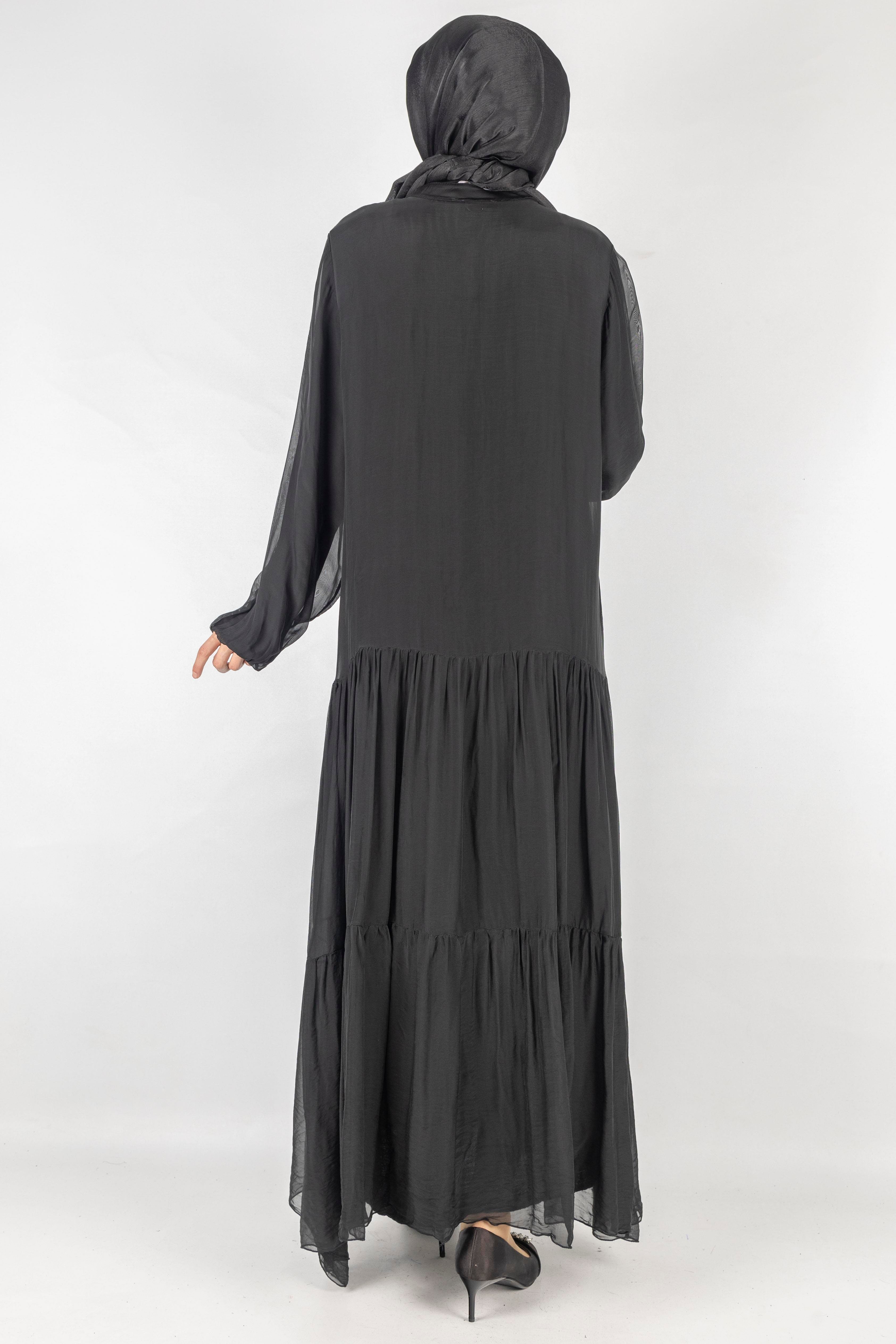 İthal İpek Viskon Elbise Siyah OTW02132