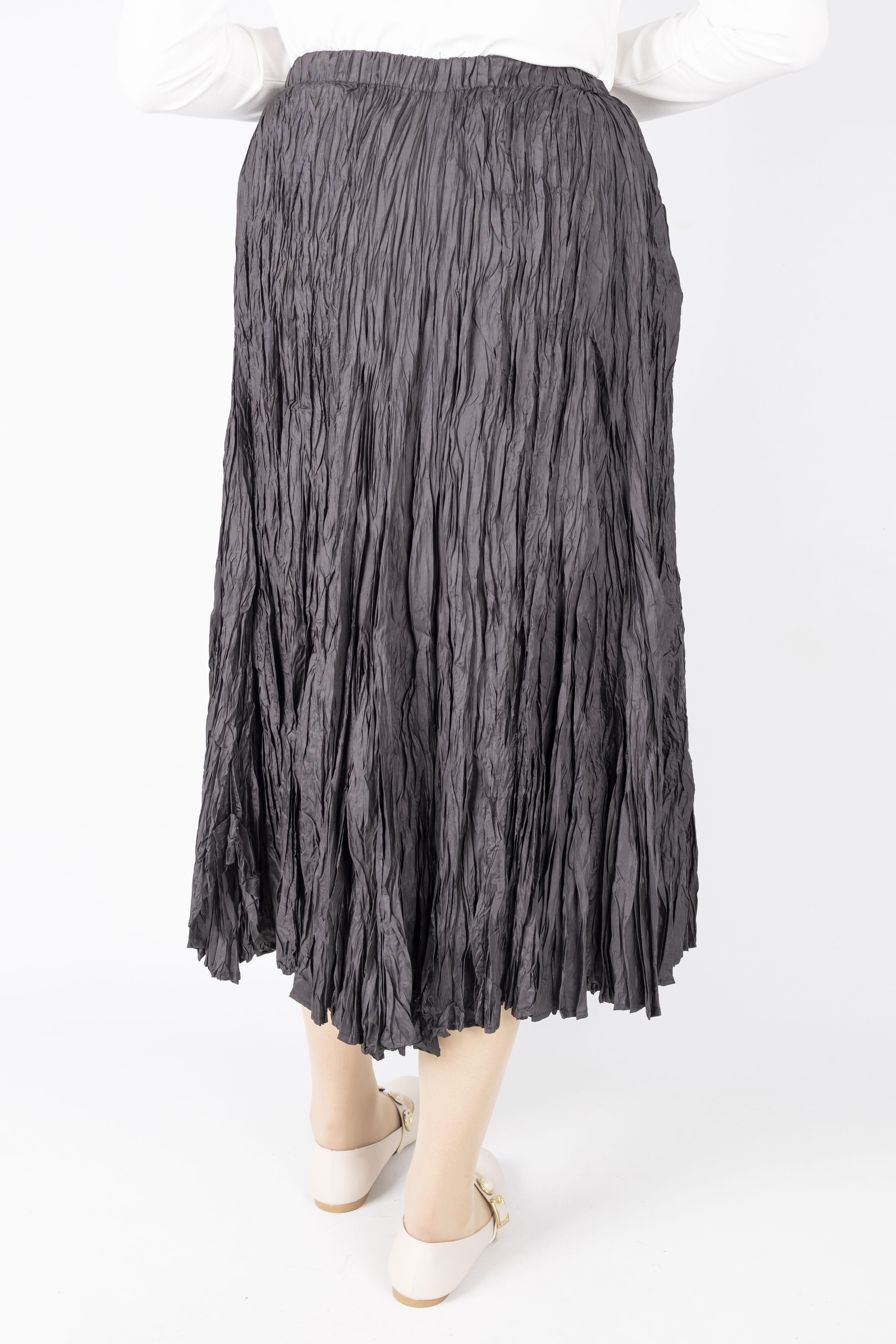 Kadın Crinkle Kumaş Lastikli Bel Etek Siyah OTW9156