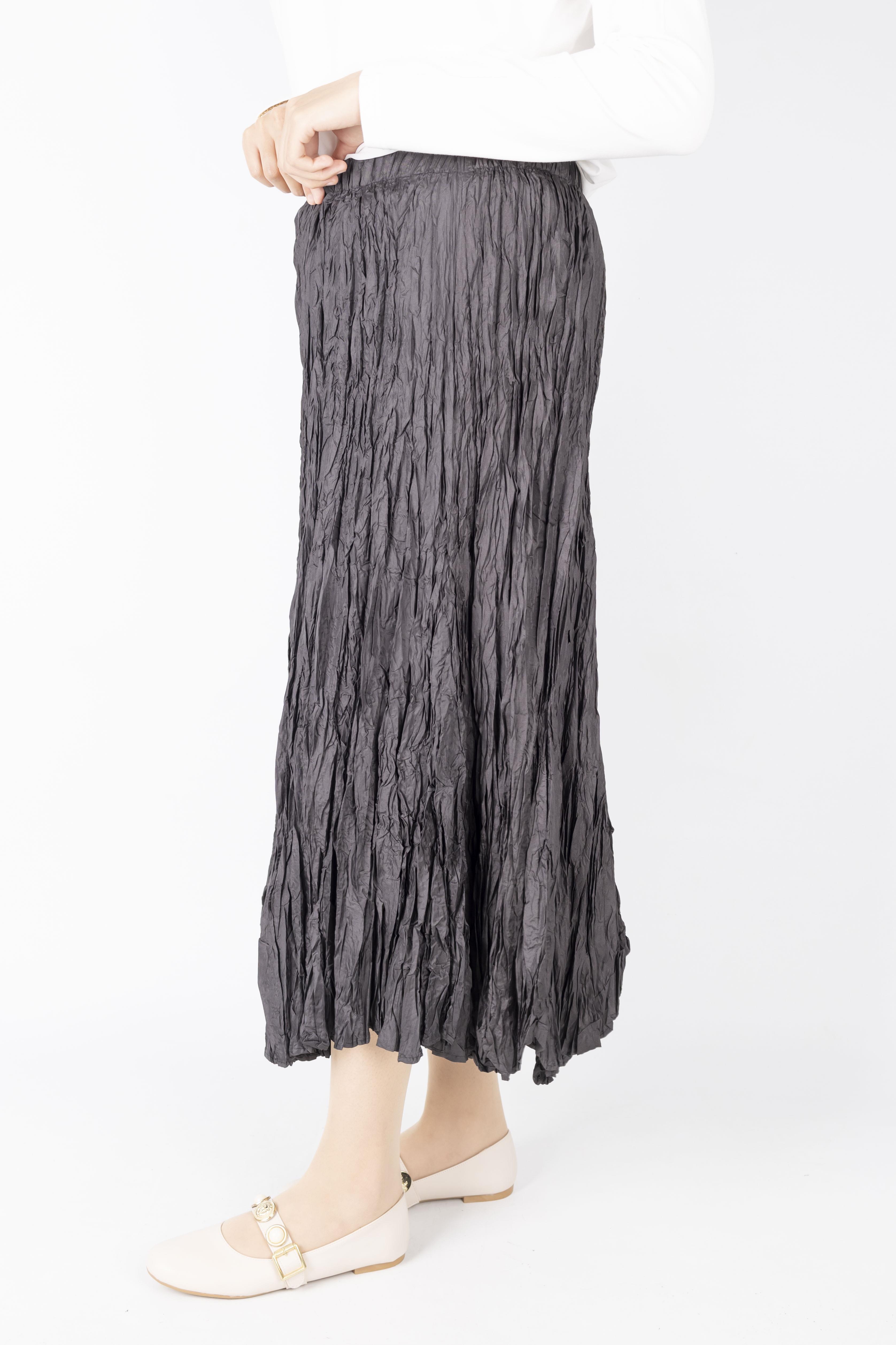 Kadın Crinkle Kumaş Lastikli Bel Etek Siyah OTW9156