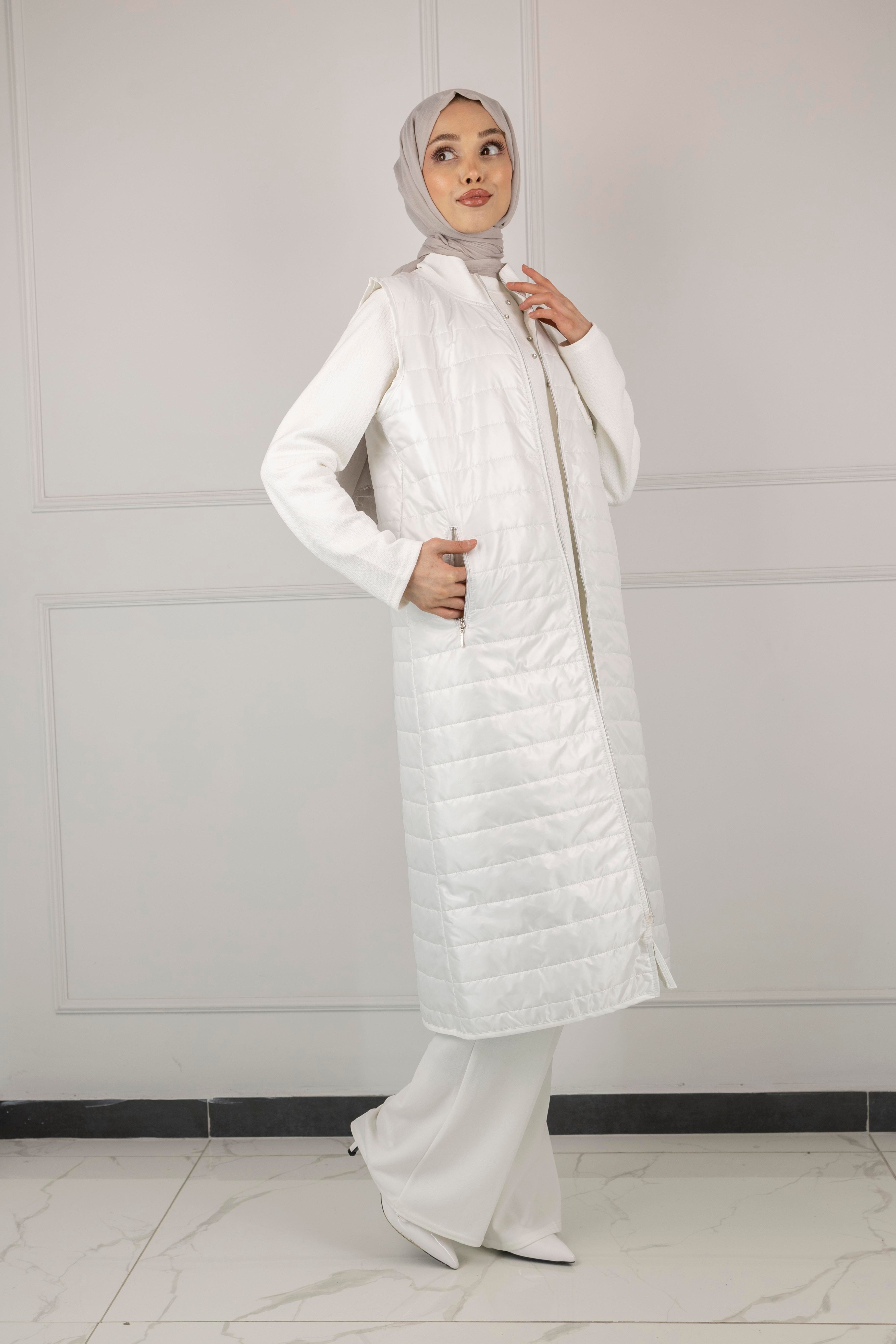 Kapitone Yelek Ekru OTW6014