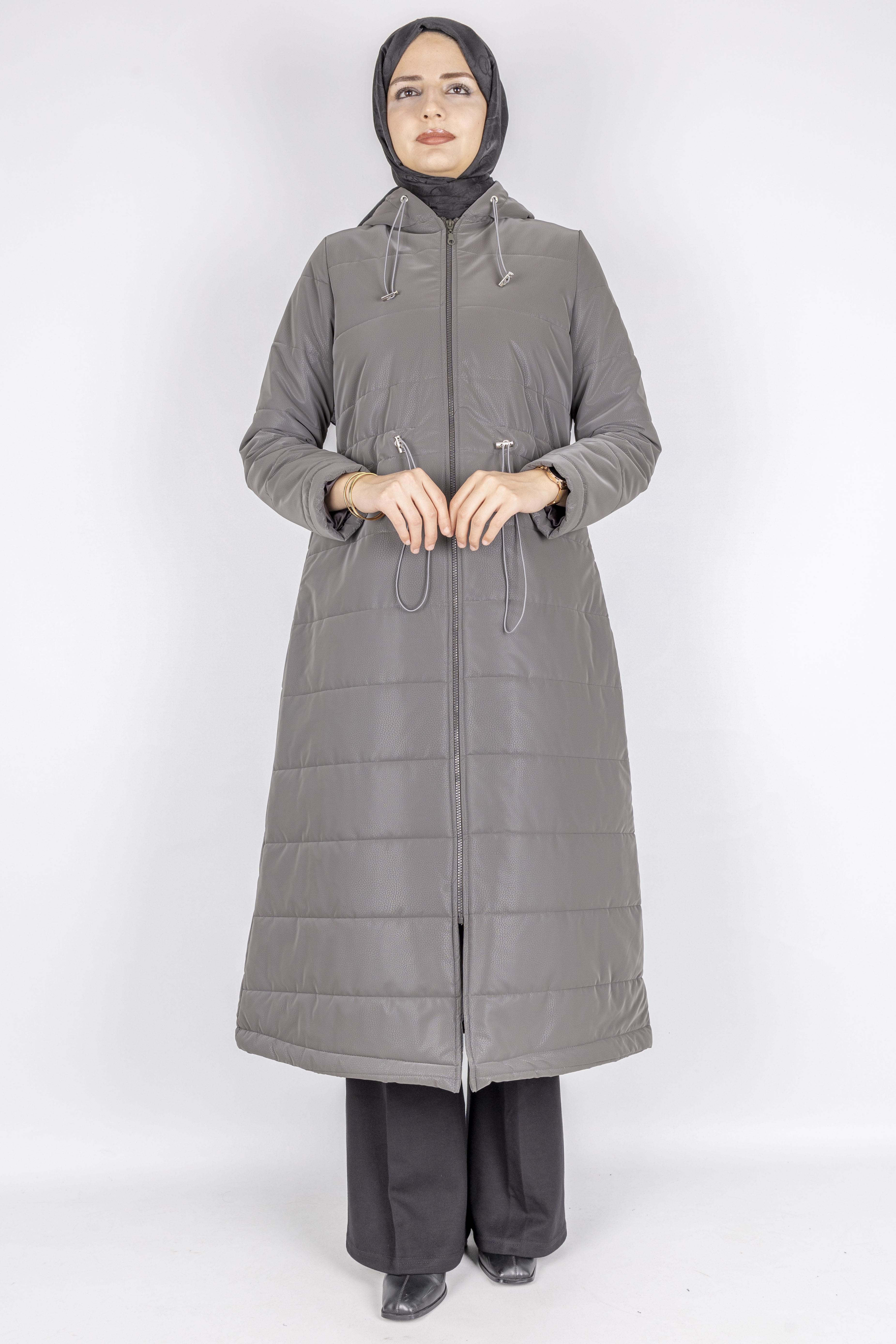 Kapüşonlu Şişme Tesettür Kap Füme OTW36310