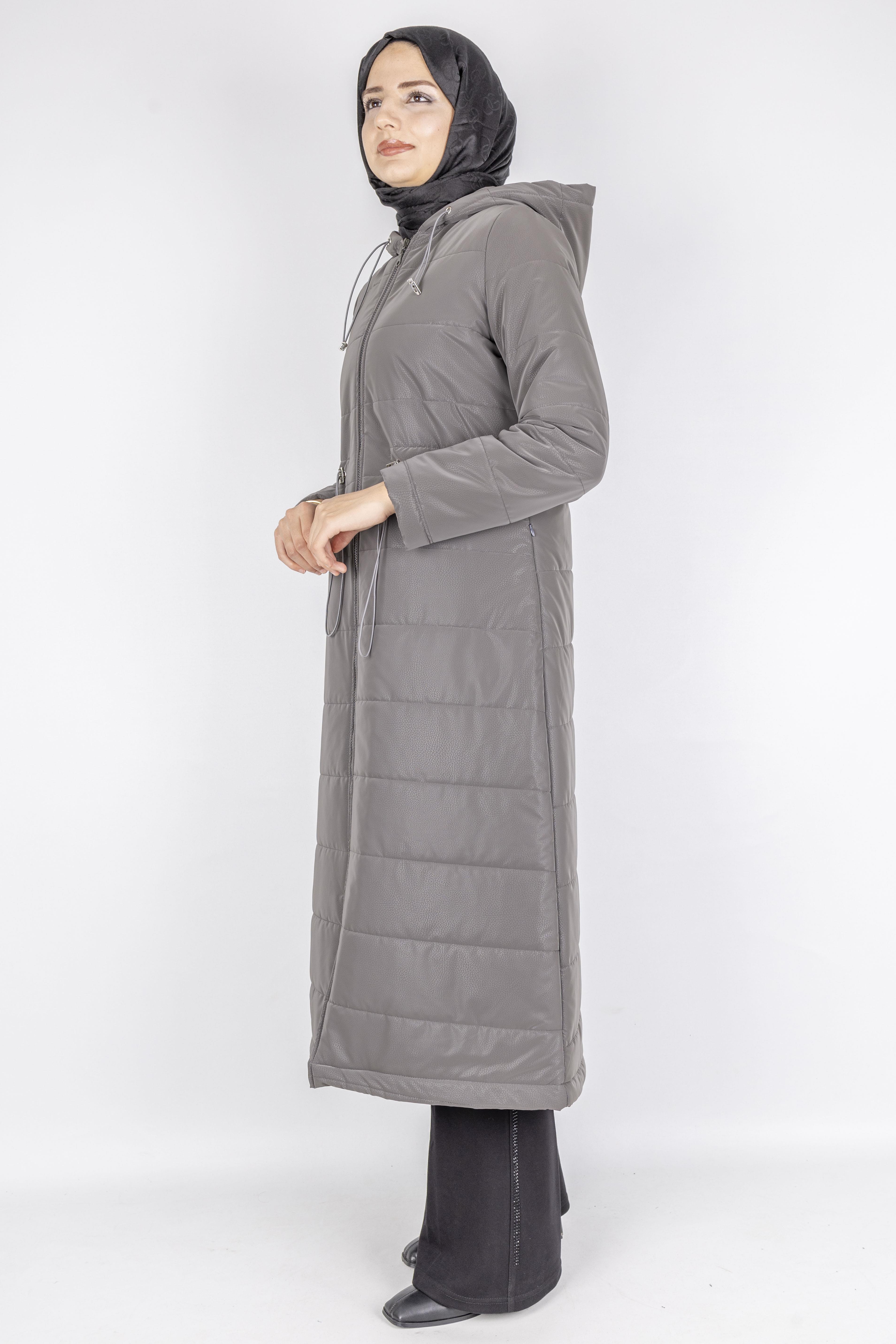 Kapüşonlu Şişme Tesettür Kap Füme OTW36310