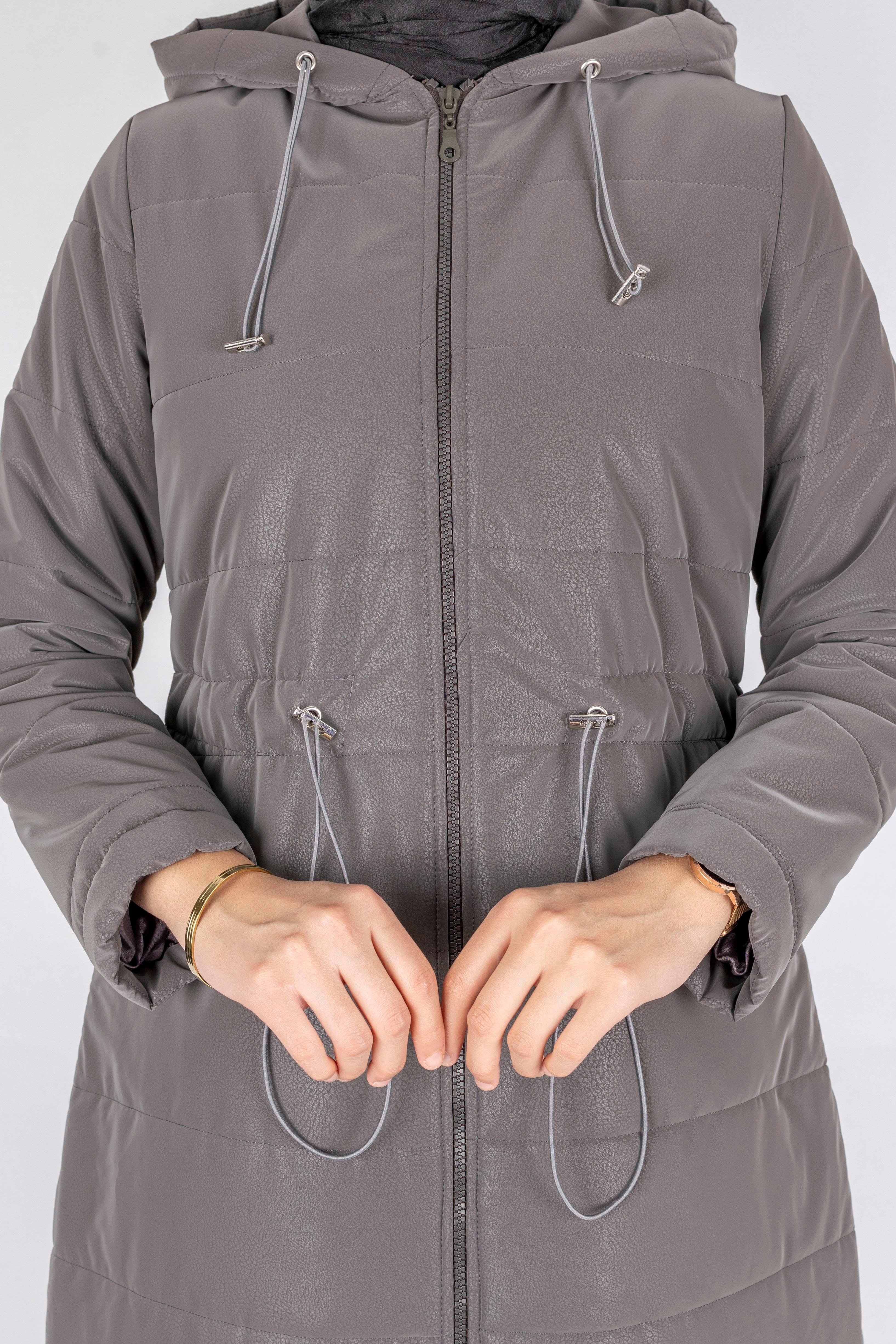 Kapüşonlu Şişme Tesettür Kap Füme OTW36310