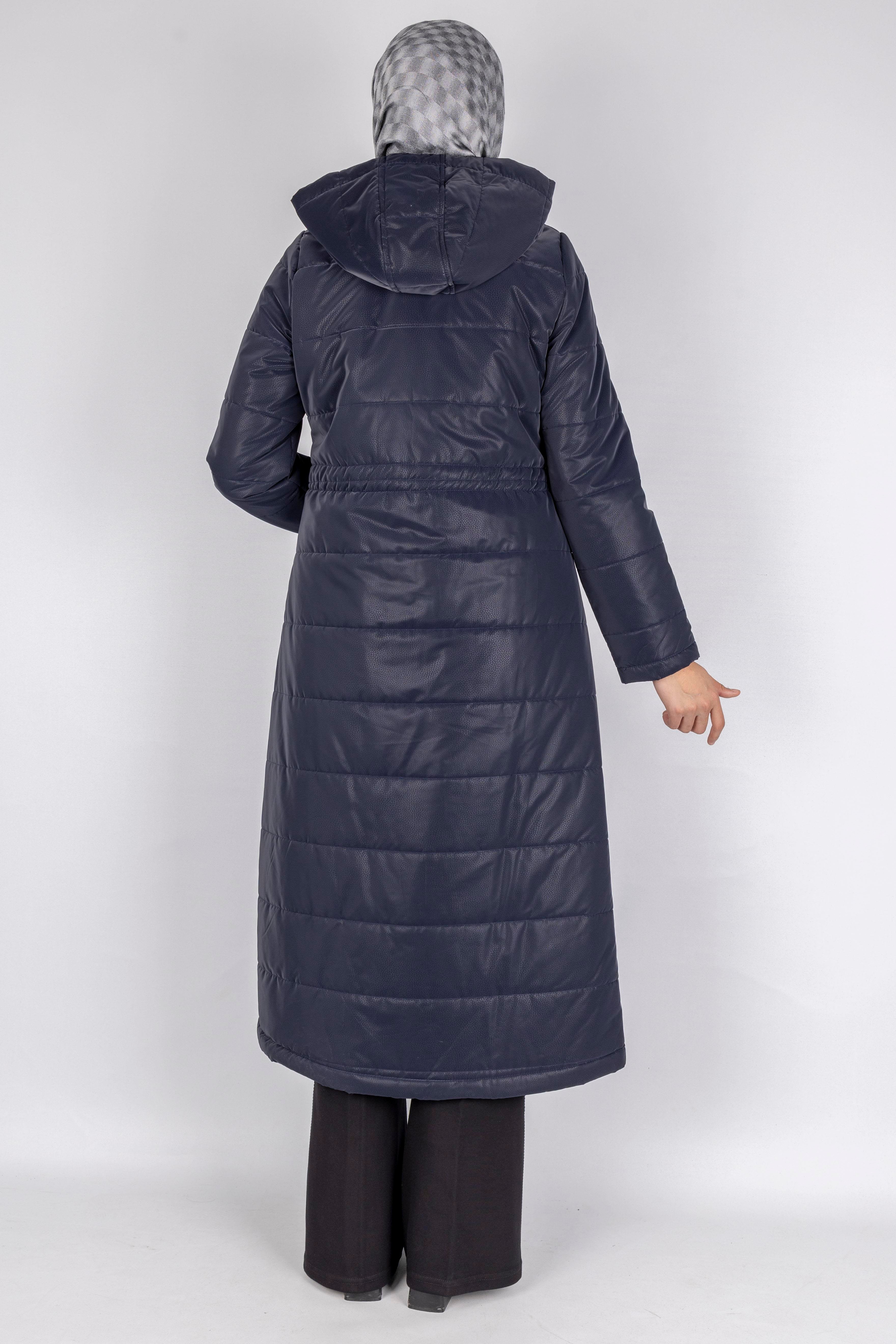 Kapüşonlu Şişme Tesettür Kap Lacivert OTW36310