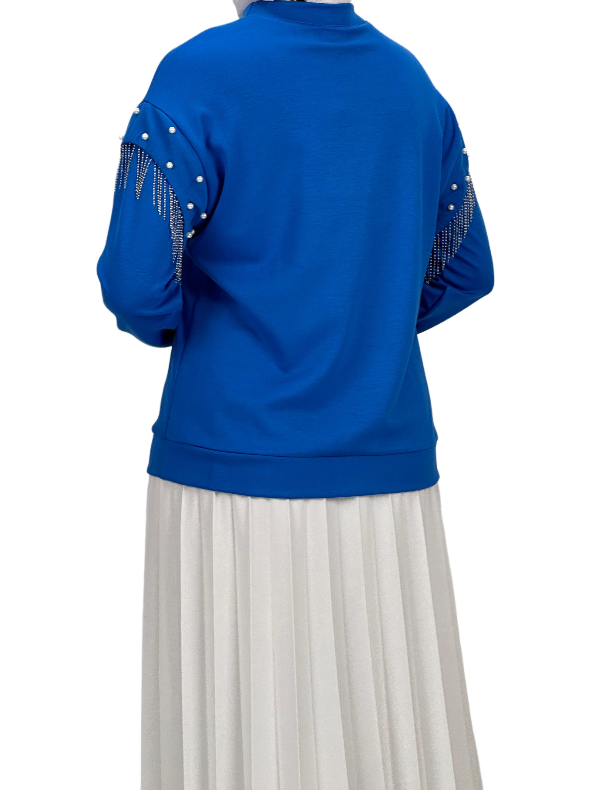 Kolları Boncuklu Bluz Saks OTW1248