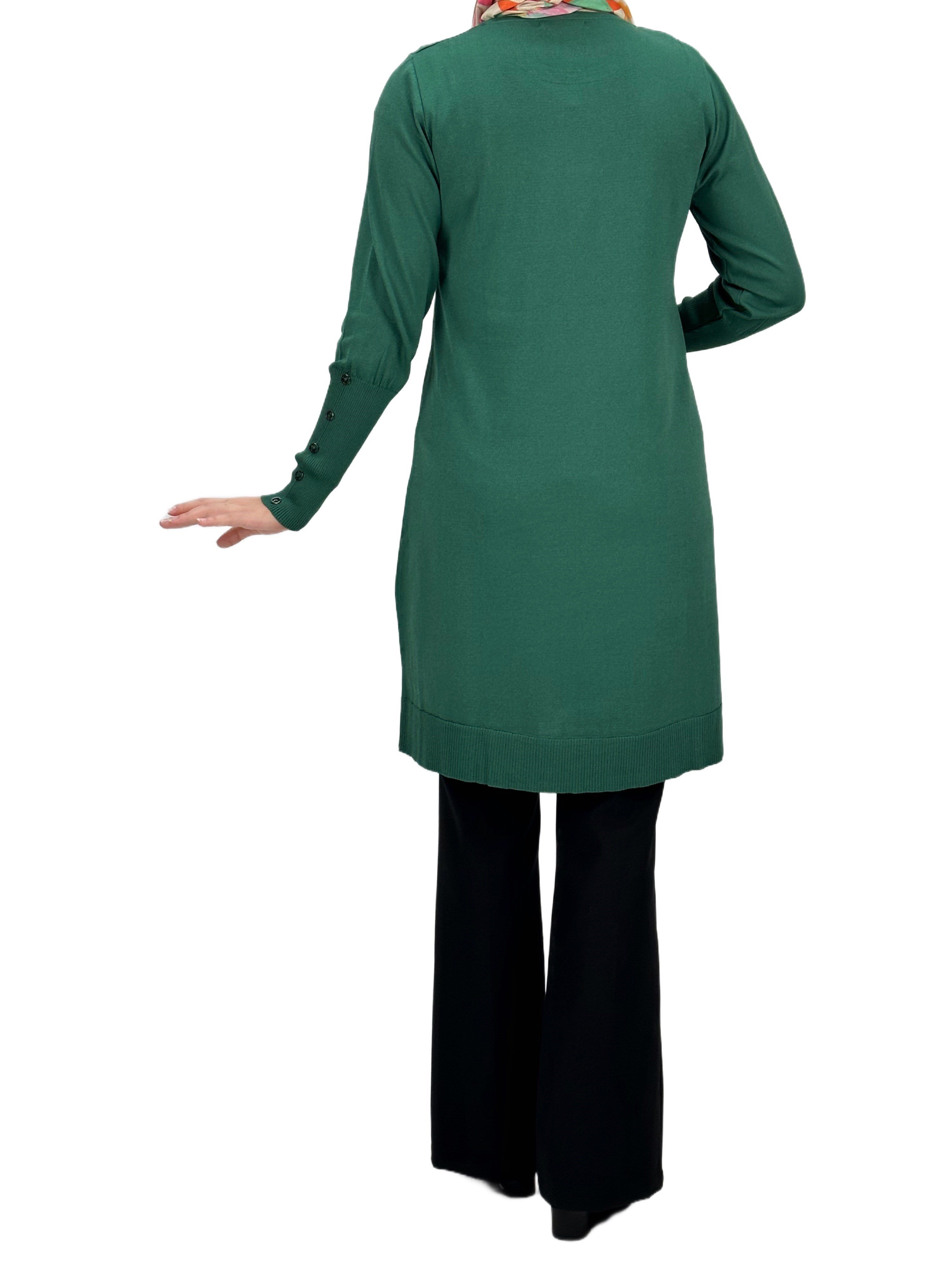 Kolları Düğmeli Merserize Triko Tunik Nefti OTW2769,2
