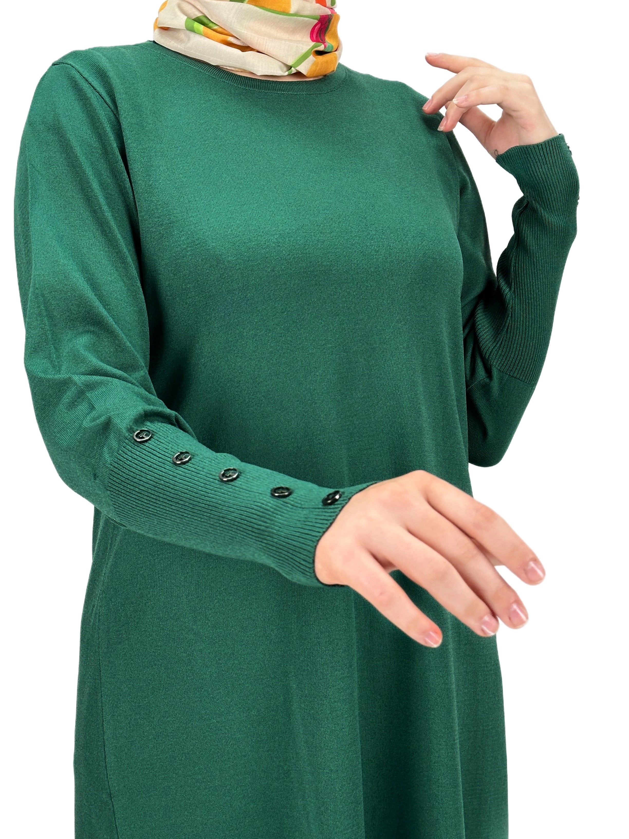 Kolları Düğmeli Merserize Triko Tunik Nefti OTW2769,2