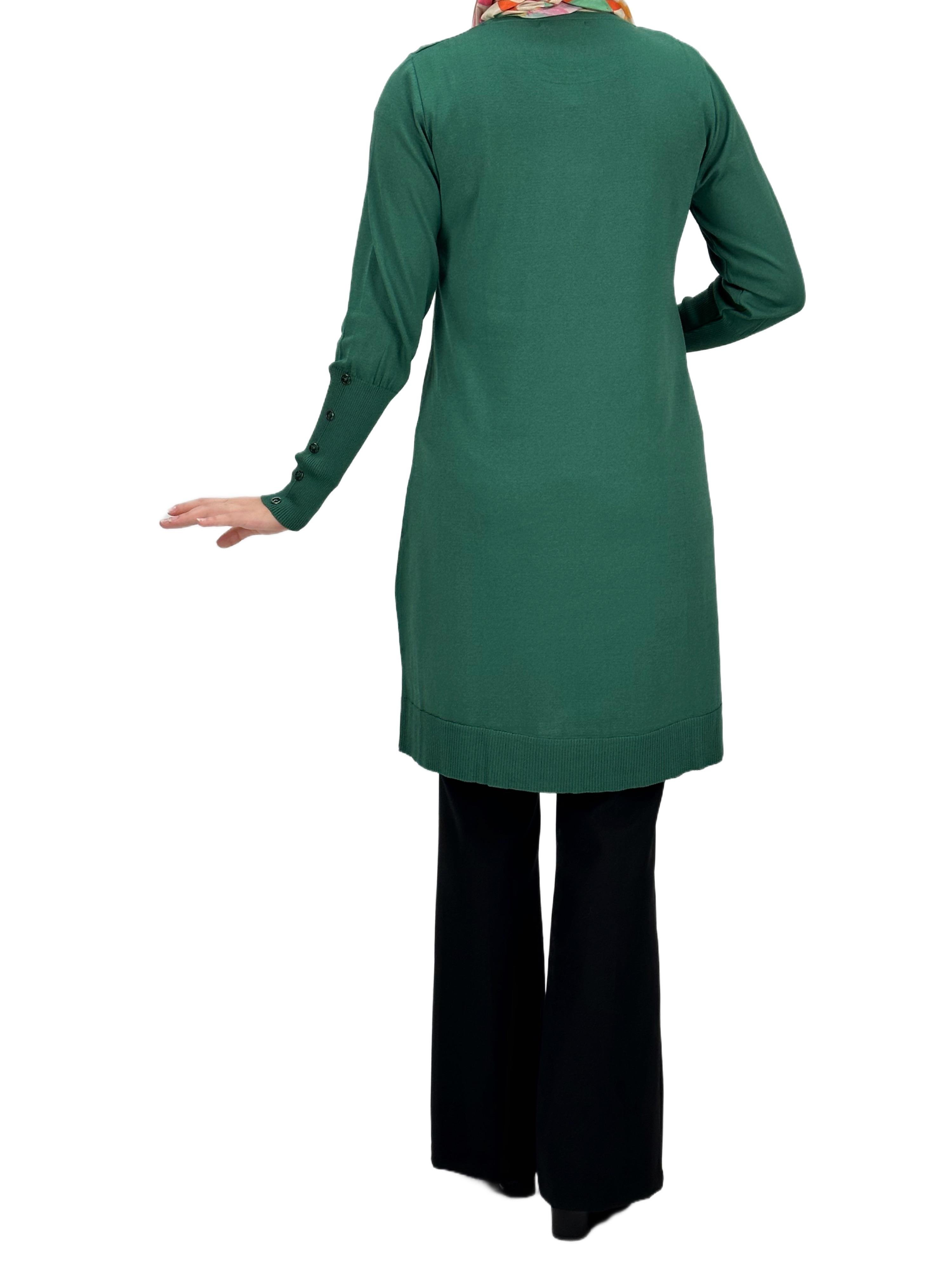 Kolları Düğmeli Merserize Triko Tunik Nefti OTW2769,2