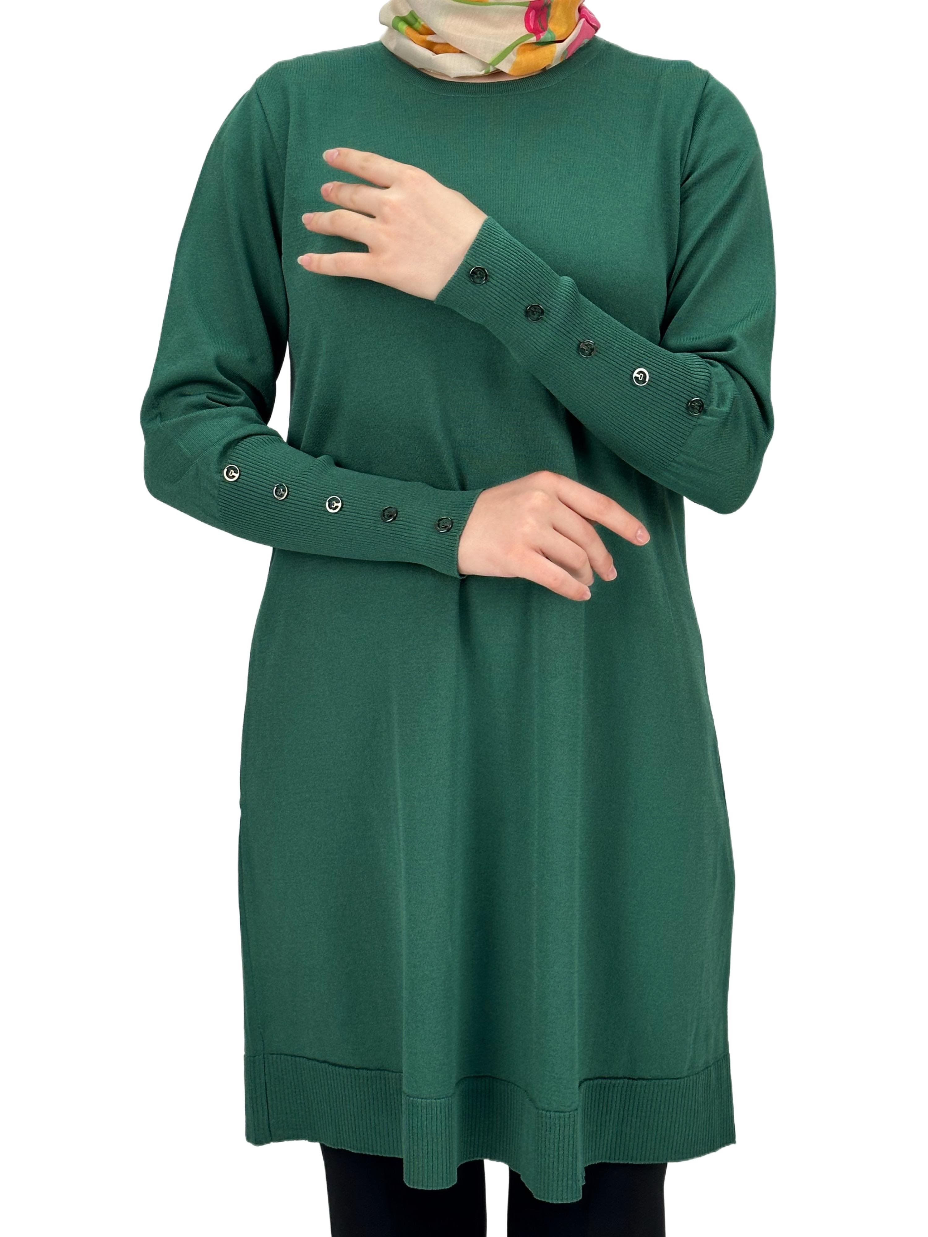 Kolları Düğmeli Merserize Triko Tunik Nefti OTW2769,2