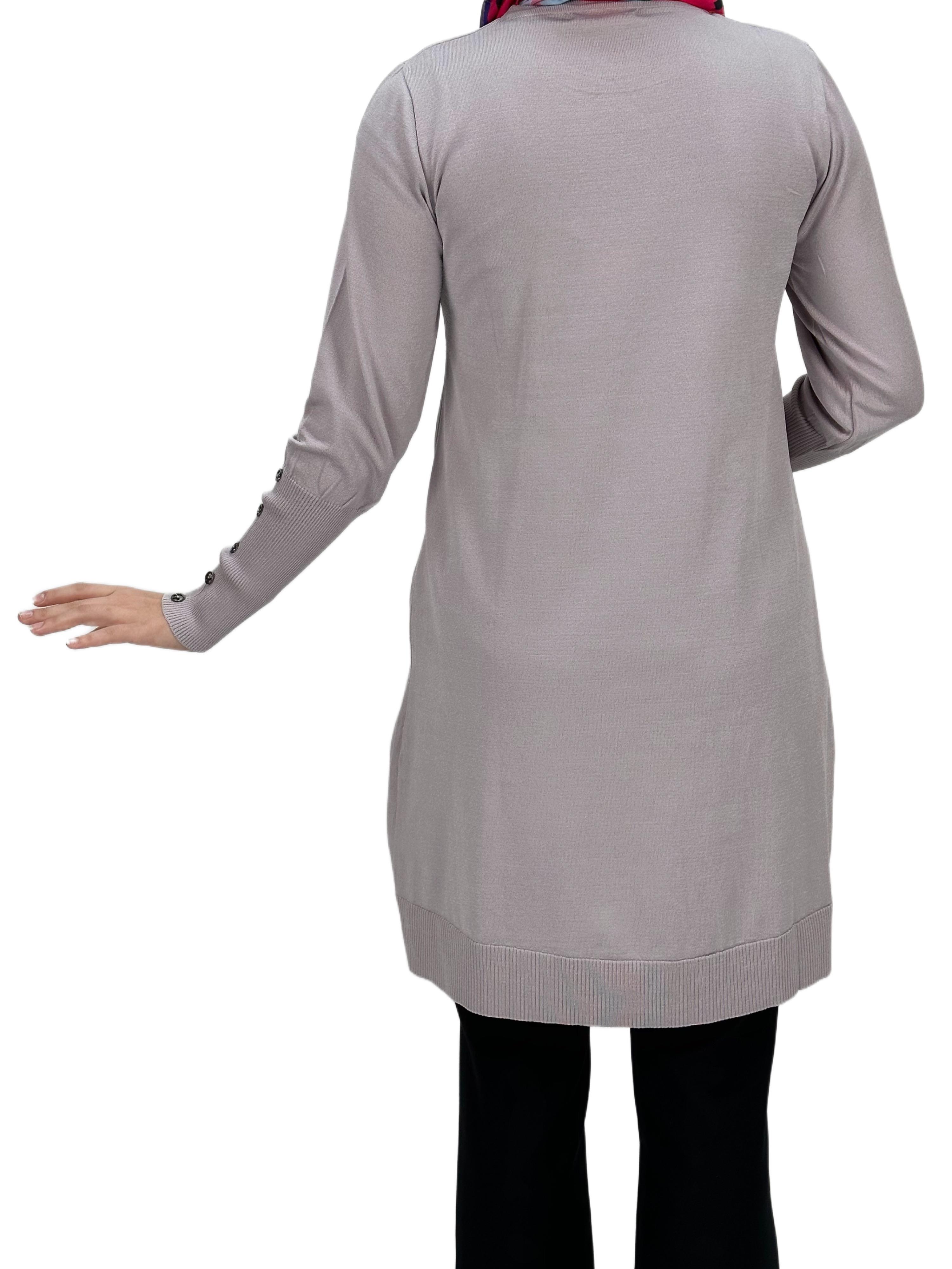 Kolları Düğmeli Merserize Triko Tunik Pudra OTW2769,2