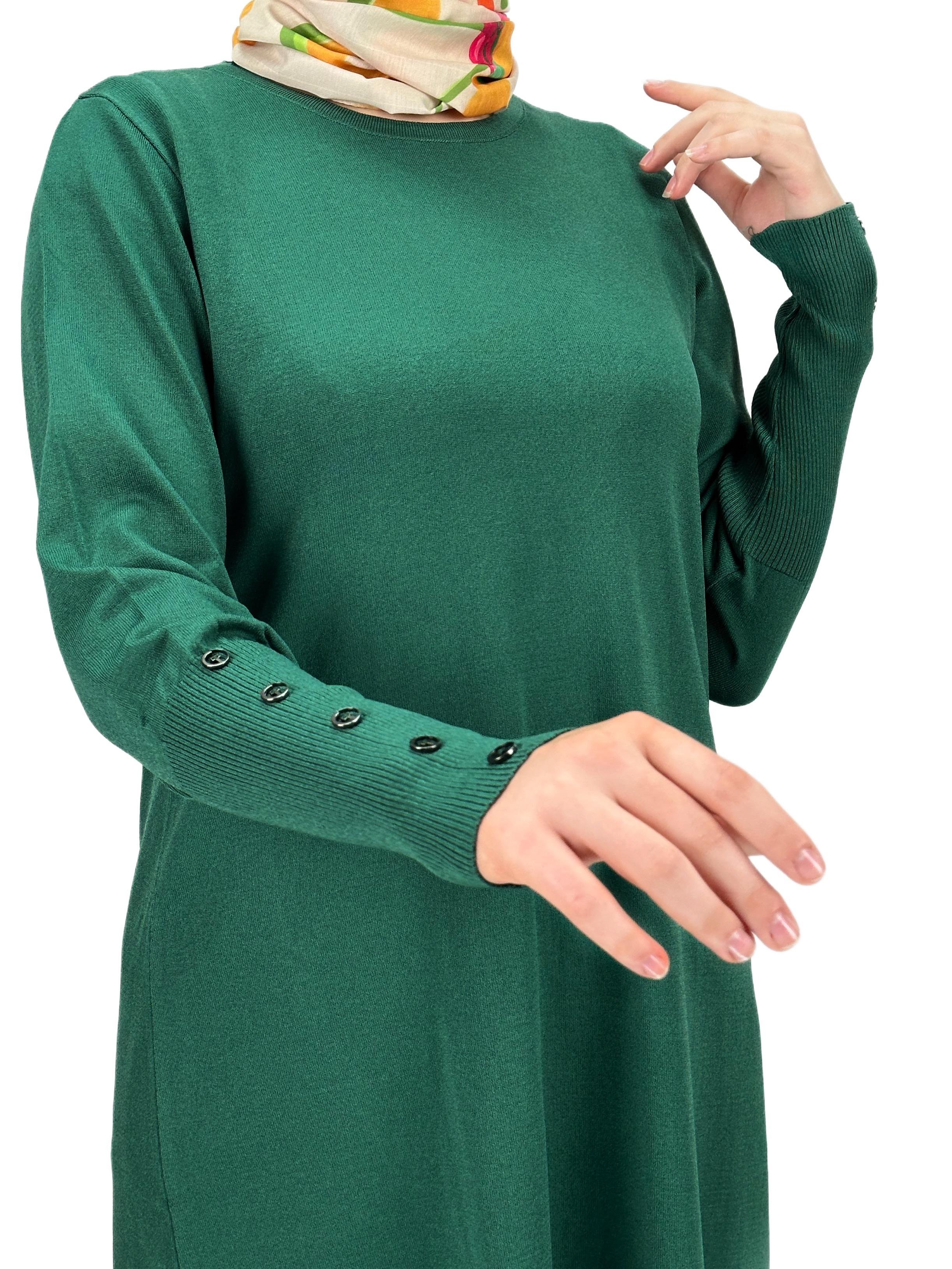 Kolları Düğmeli Merserize Triko Tunik Nefti OTW2769,2