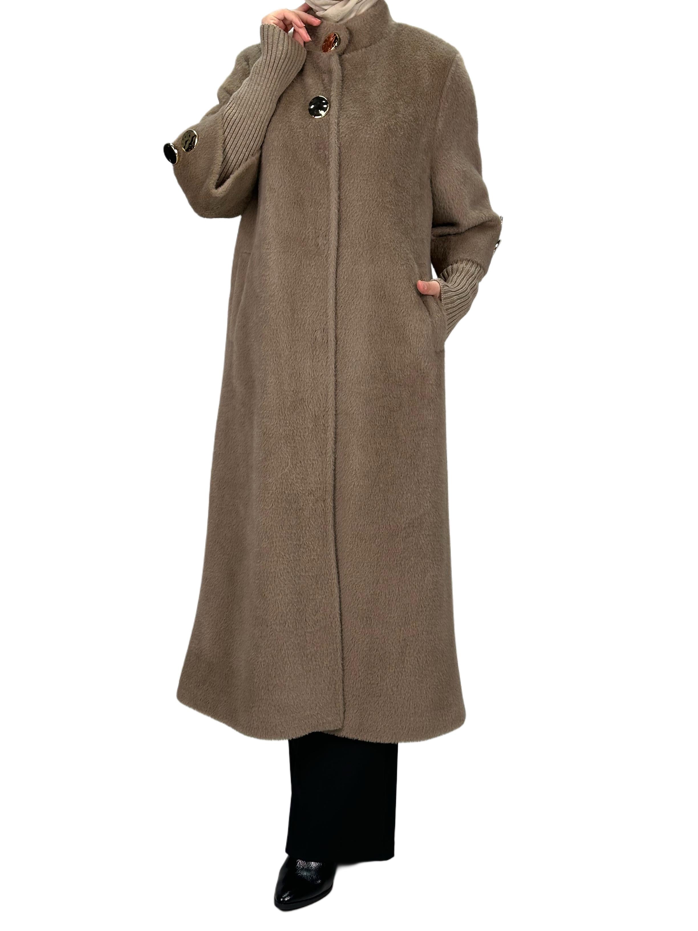 Kolları Örme Angora Kaban Koyu Bej OTW7129