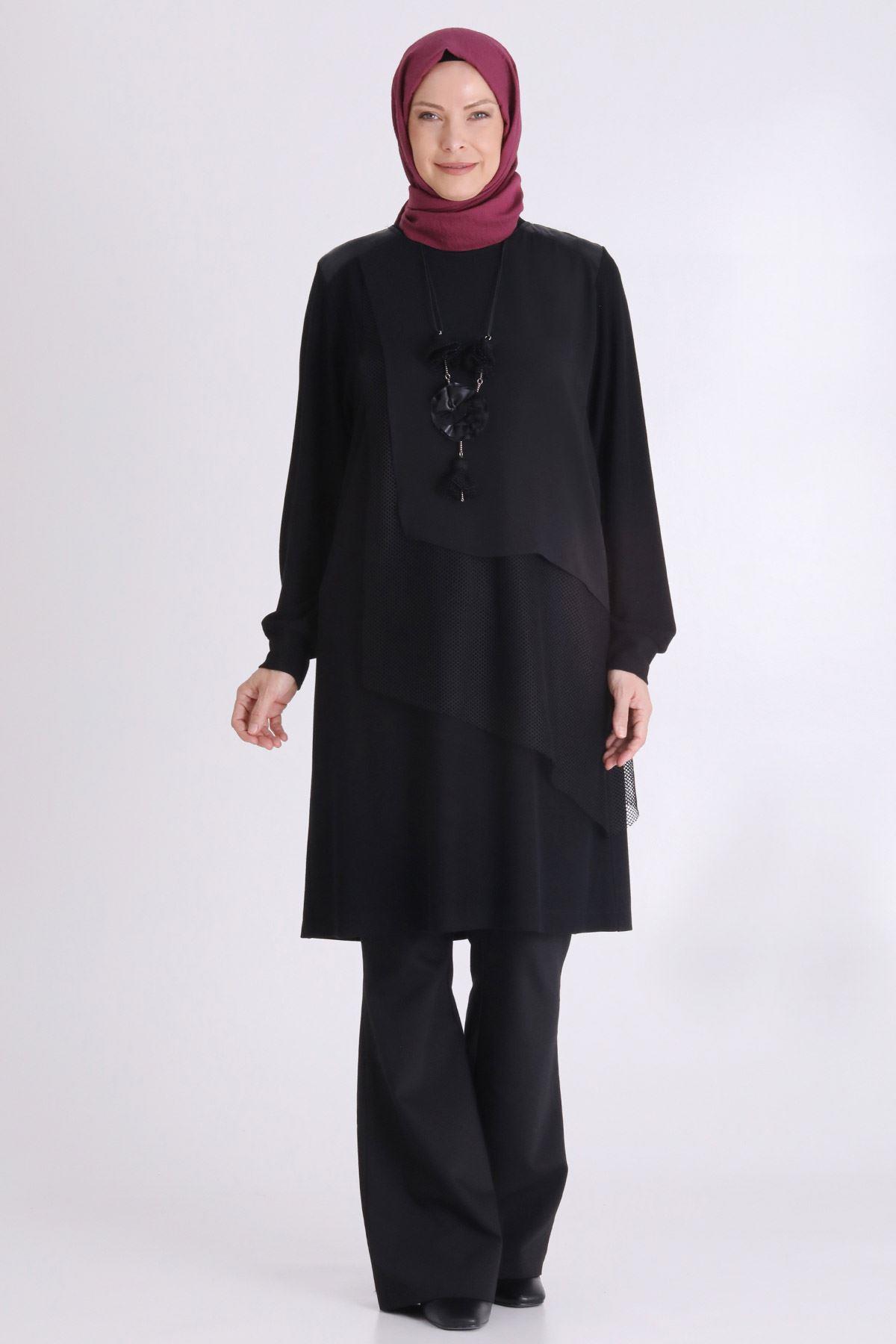Kolye Aksesuarlı Tunik Siyah OTW20131