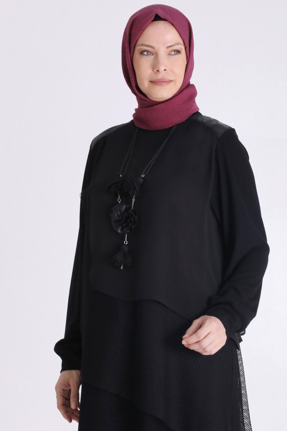 Kolye Aksesuarlı Tunik Siyah OTW20131