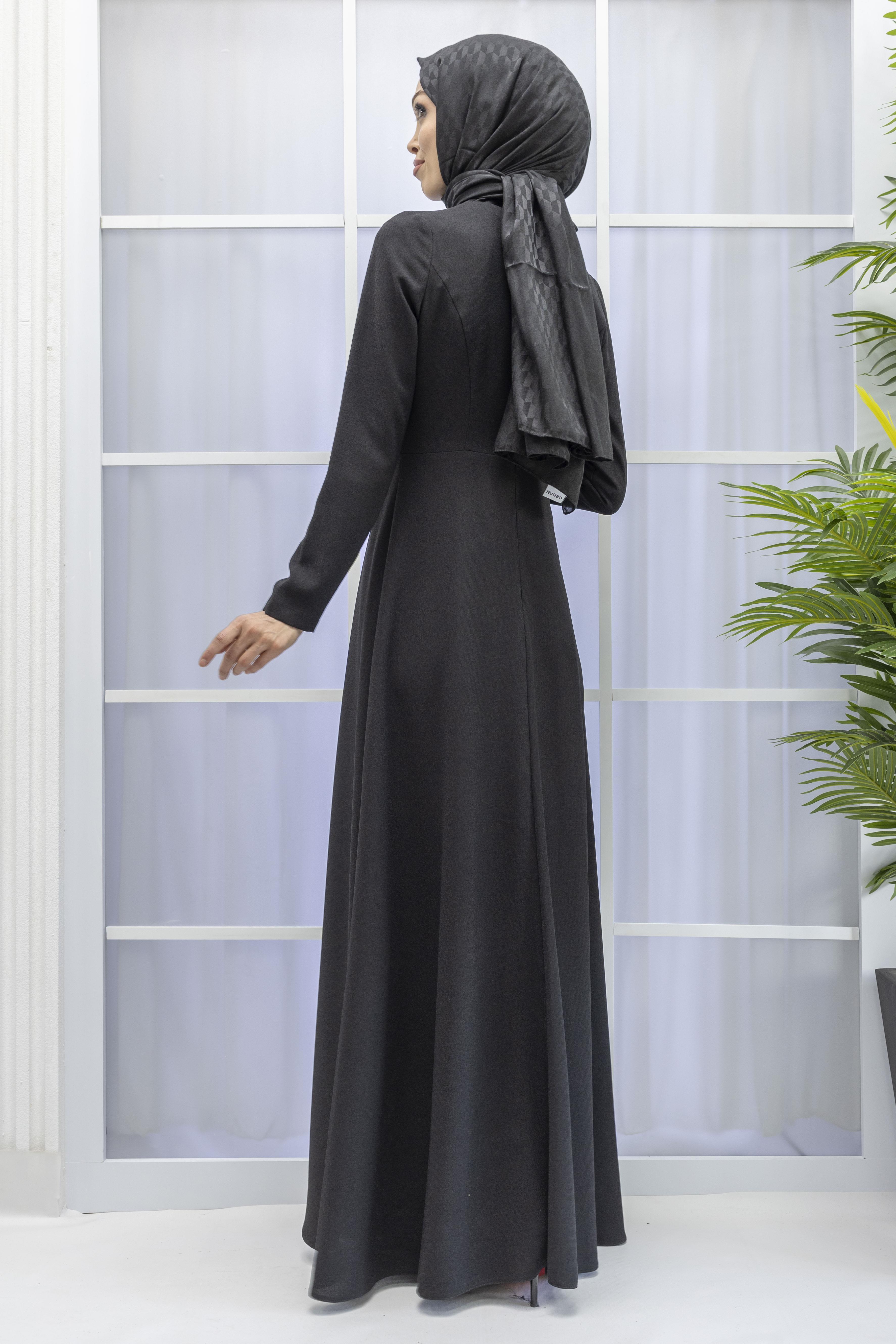 Krep Abiye Elbise Siyah OTW40114
