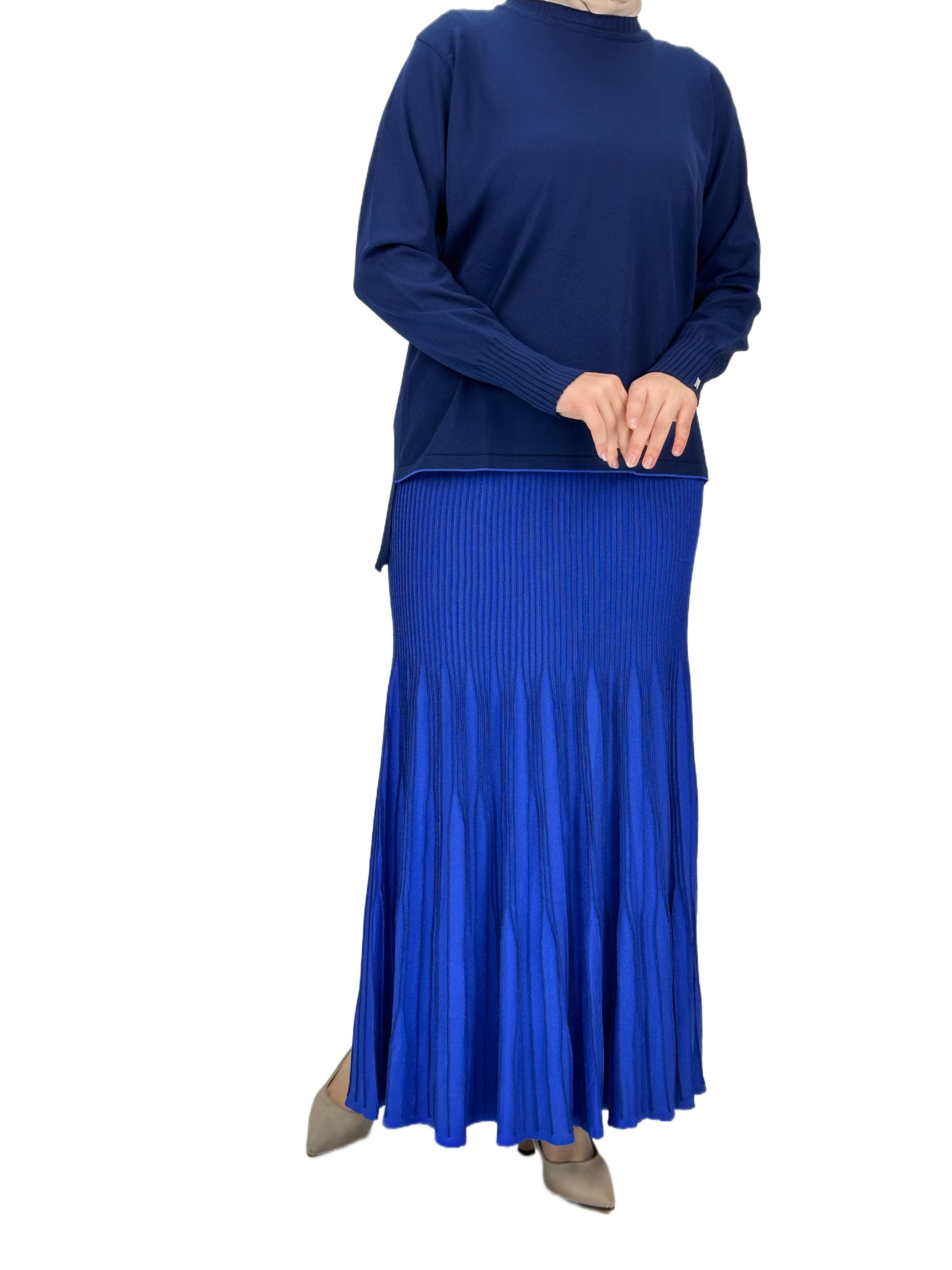 Merserize Triko Etekli Takım Lacivert - Saks OTW138