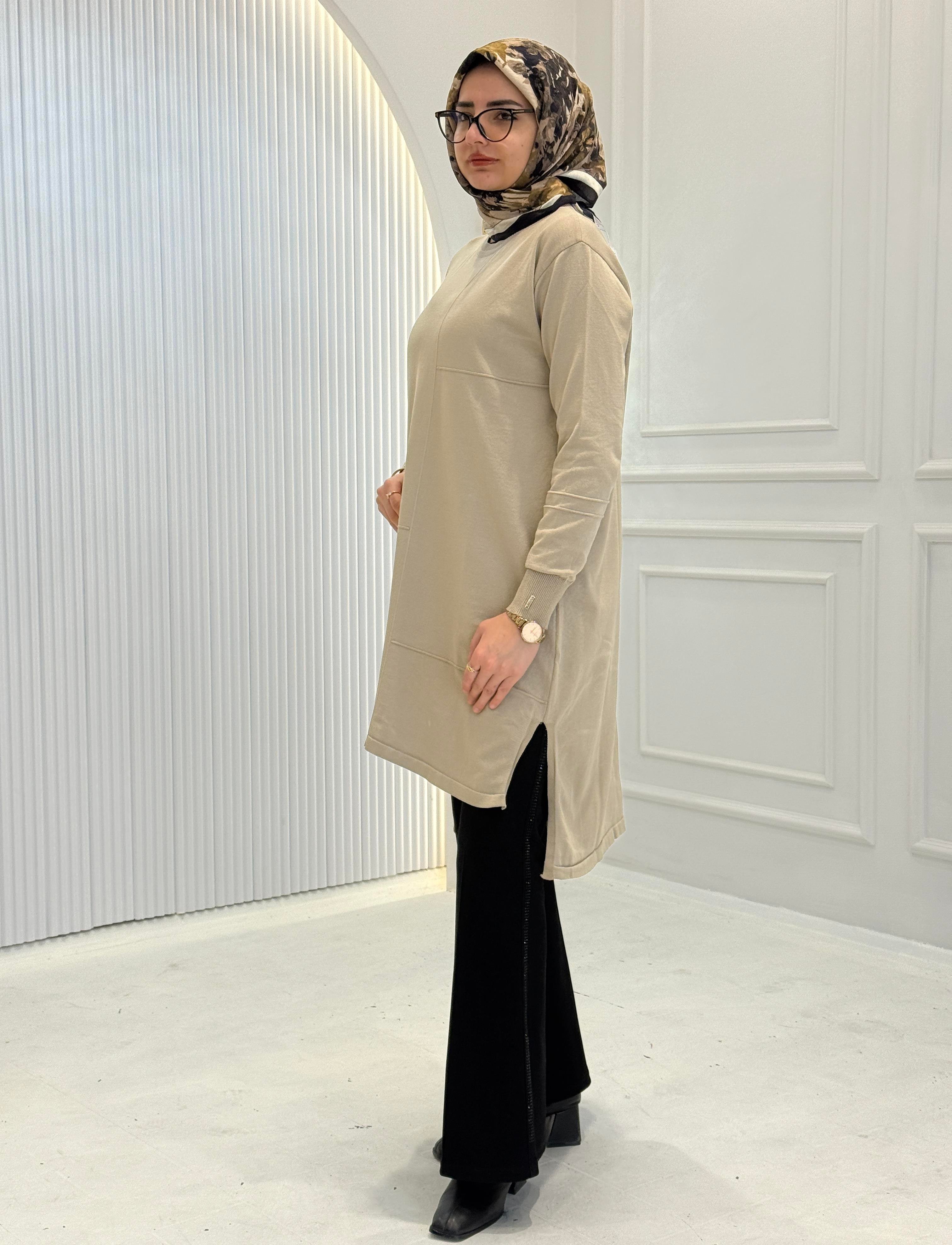 Merserize Triko Tunik Bej OTW130