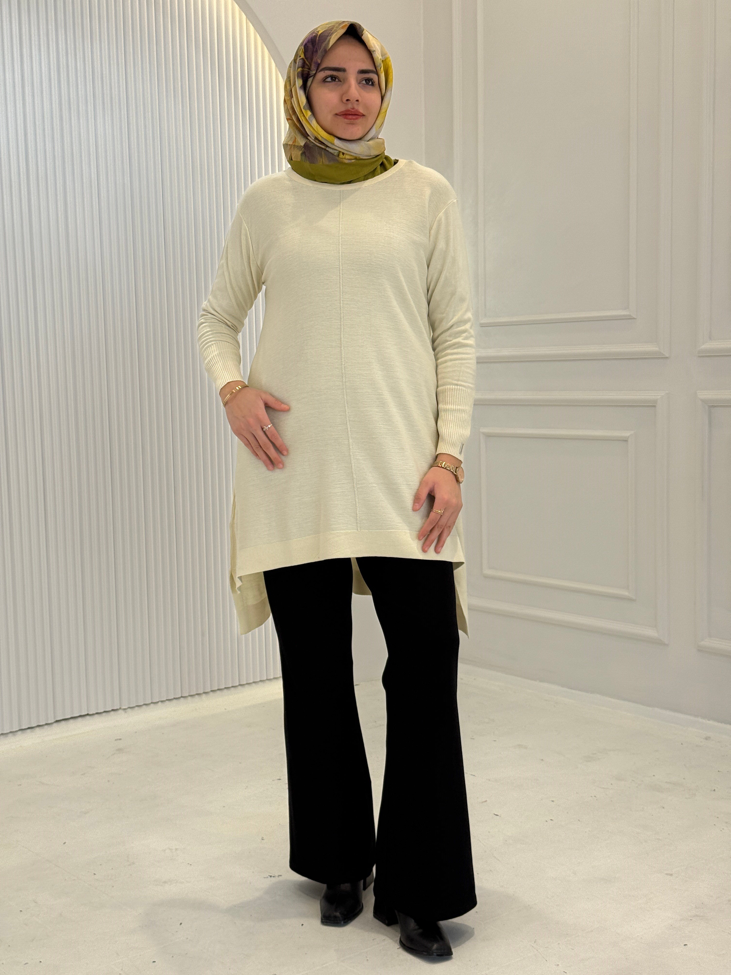 Merserize Triko Tunik Ekru OTW123