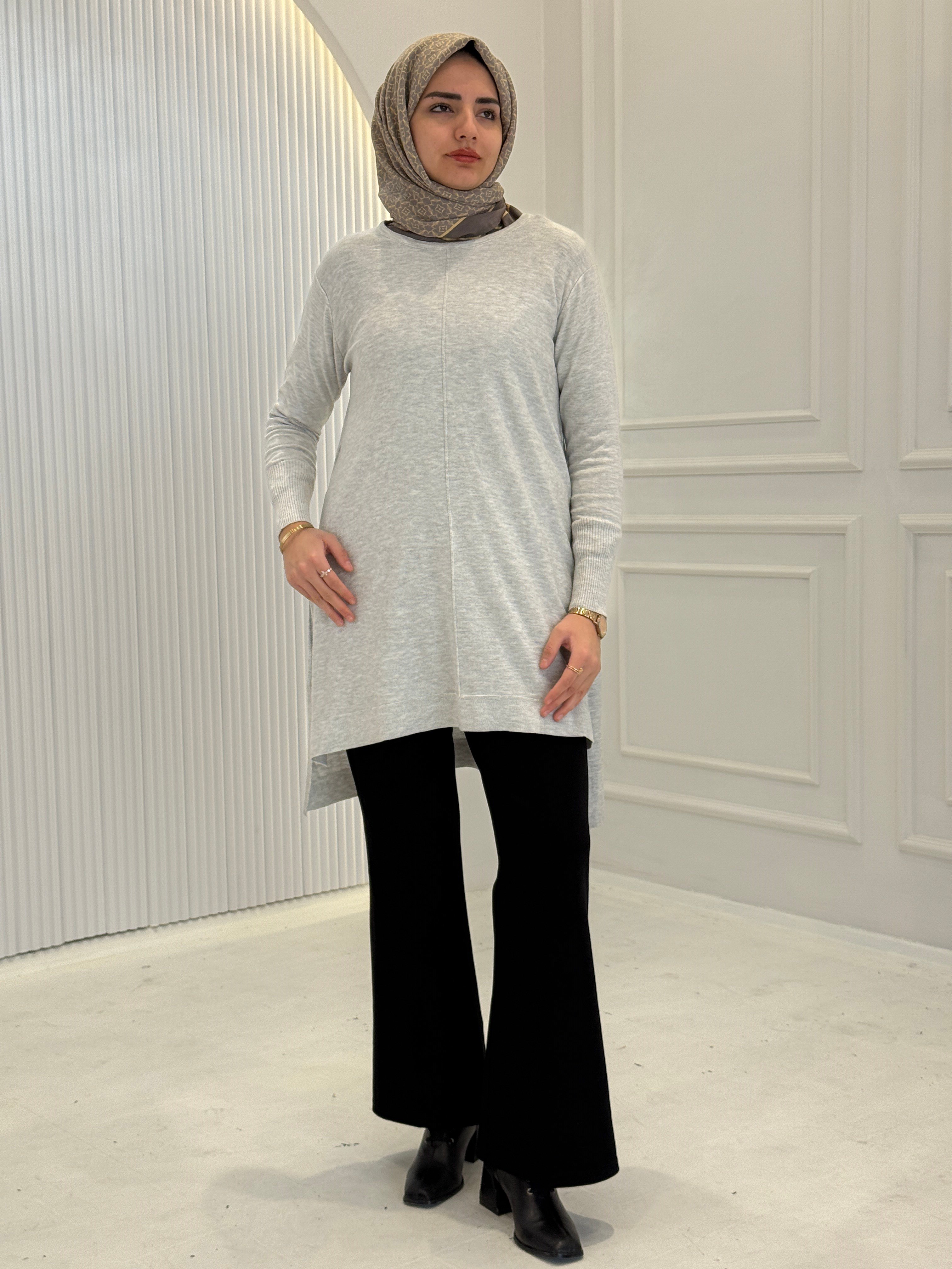 Merserize Triko Tunik Gri OTW123