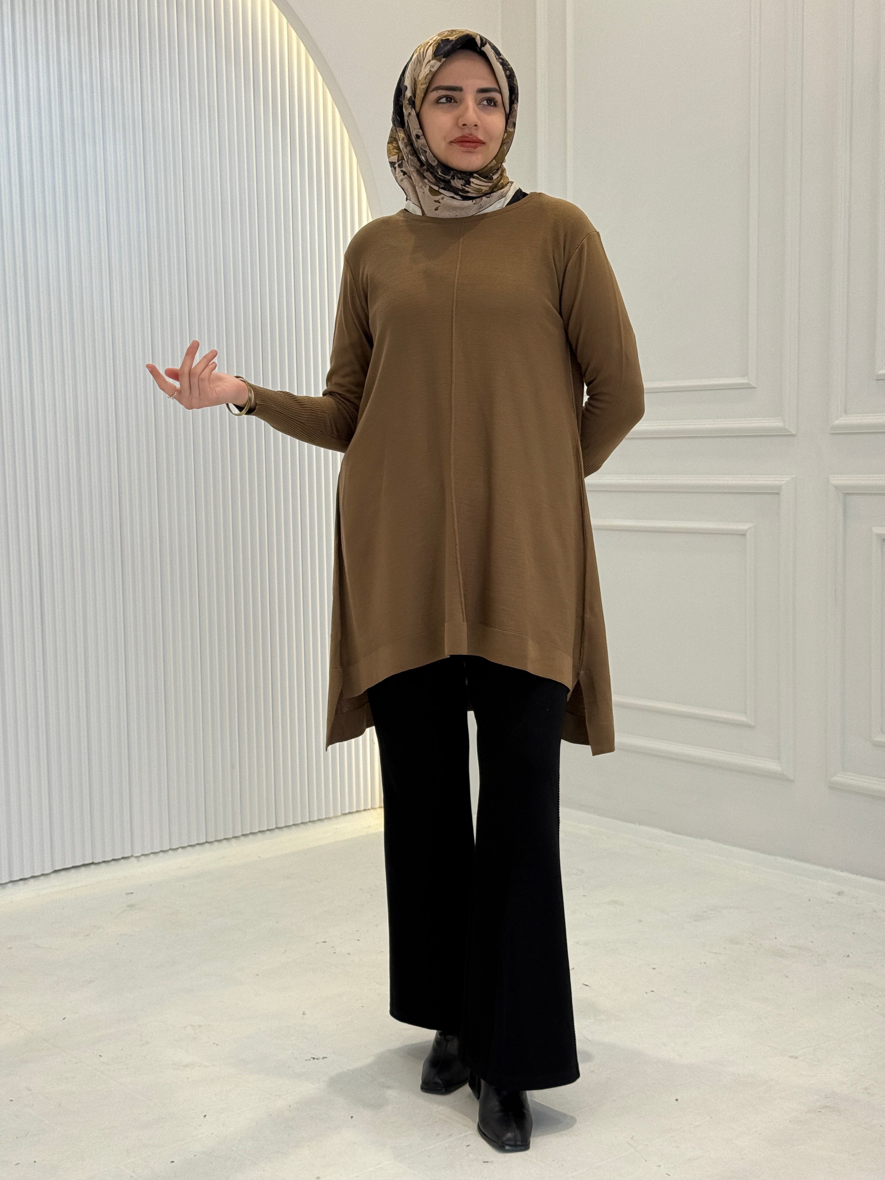 Merserize Triko Tunik Kahve OTW123