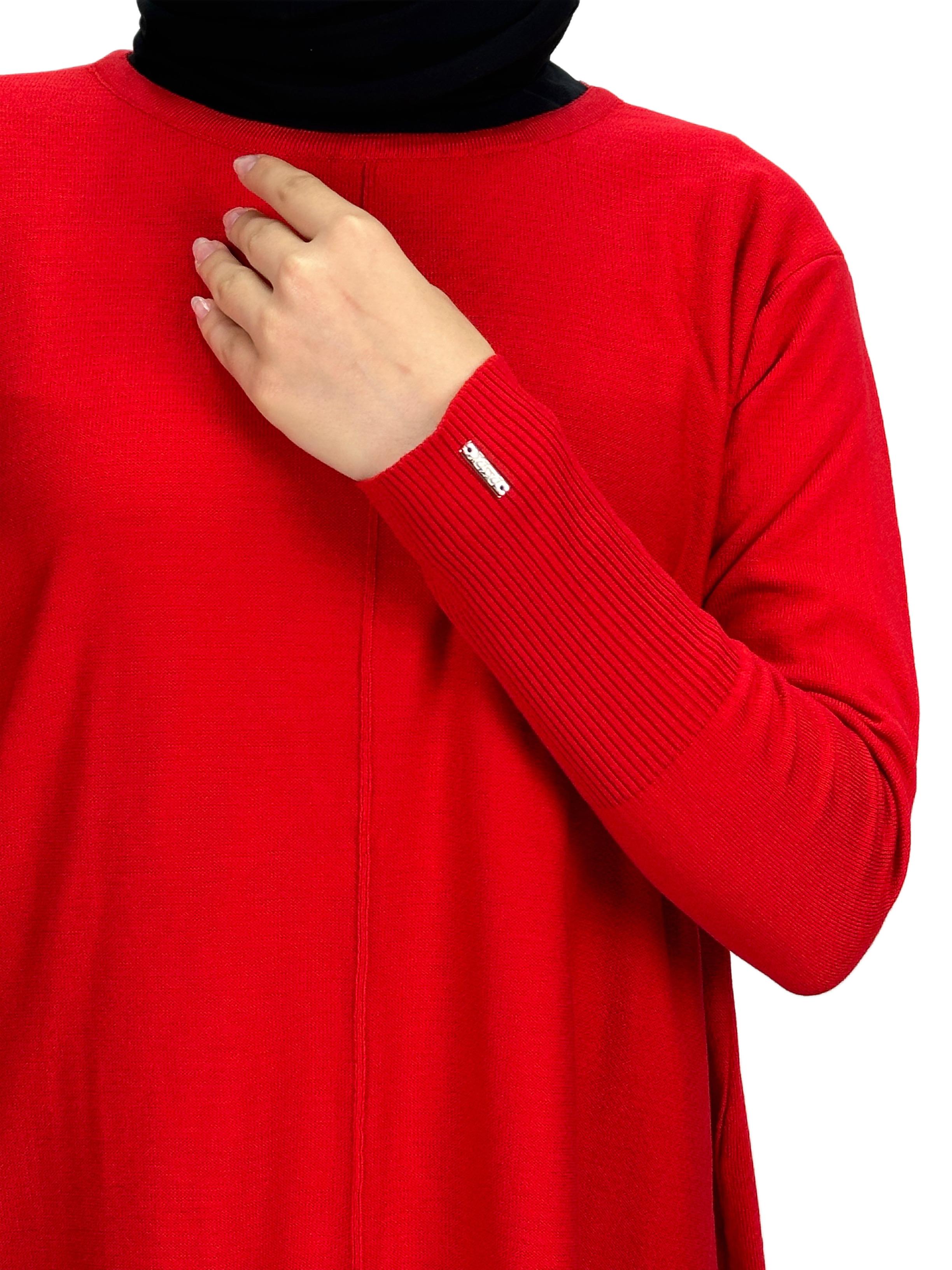 Merserize Triko Tunik Kırmızı OTW123